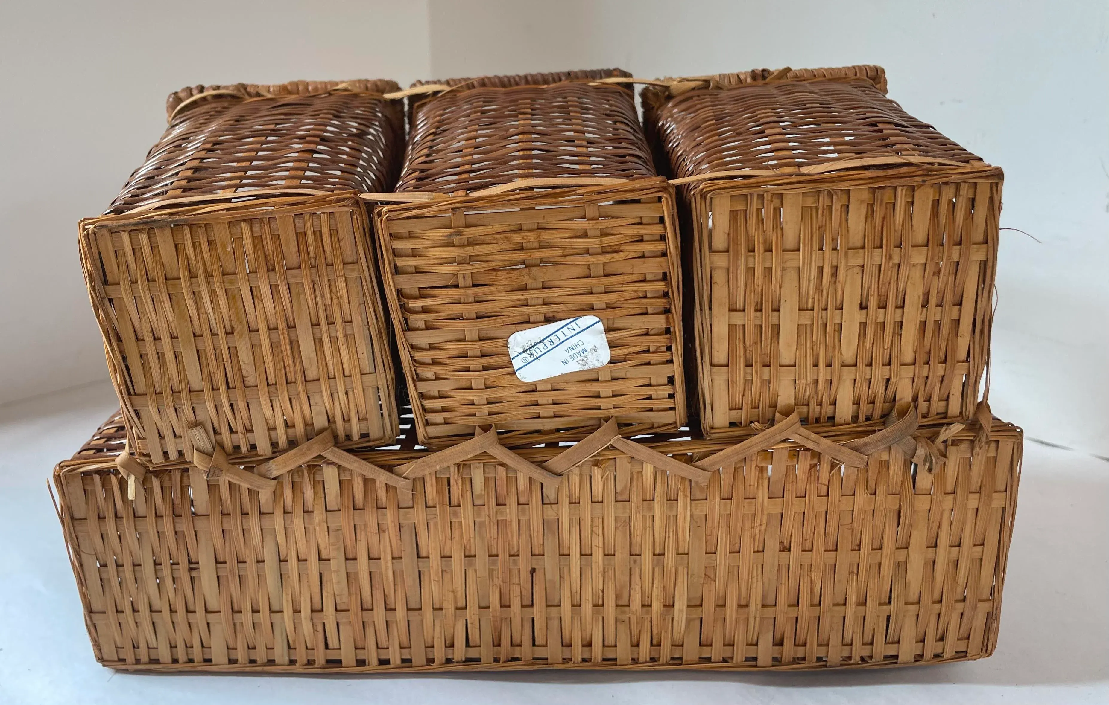 Vintage Wicker Flatware Serving Basket CaddyTrench coat