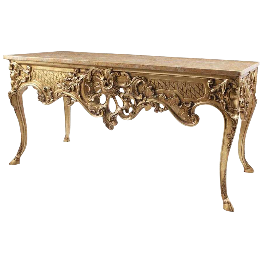 Italian Carved Giltwood Console Table With Marble Top Chairish