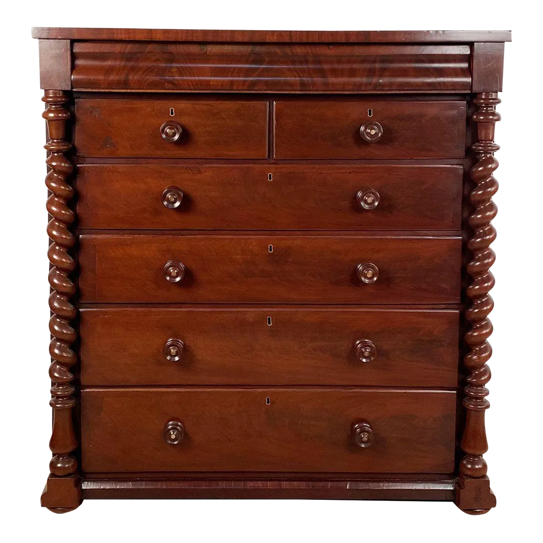 Scottish 19th Century Mahogany Chest With Frieze Drawers and Turned Columns Chairish