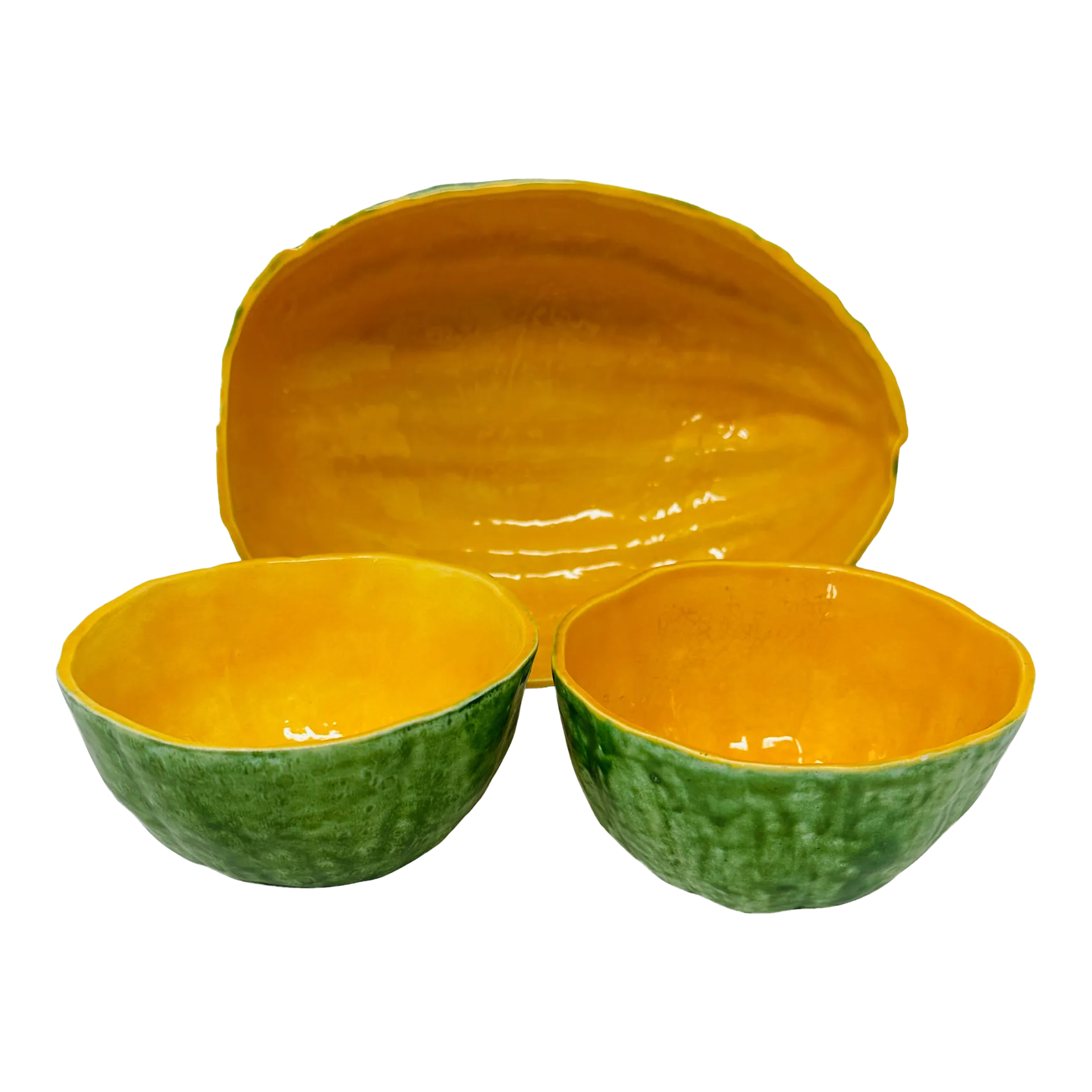 View of Vintage Hand Painted Ceramic Melon Bowls a Set of 3 | Chairish
