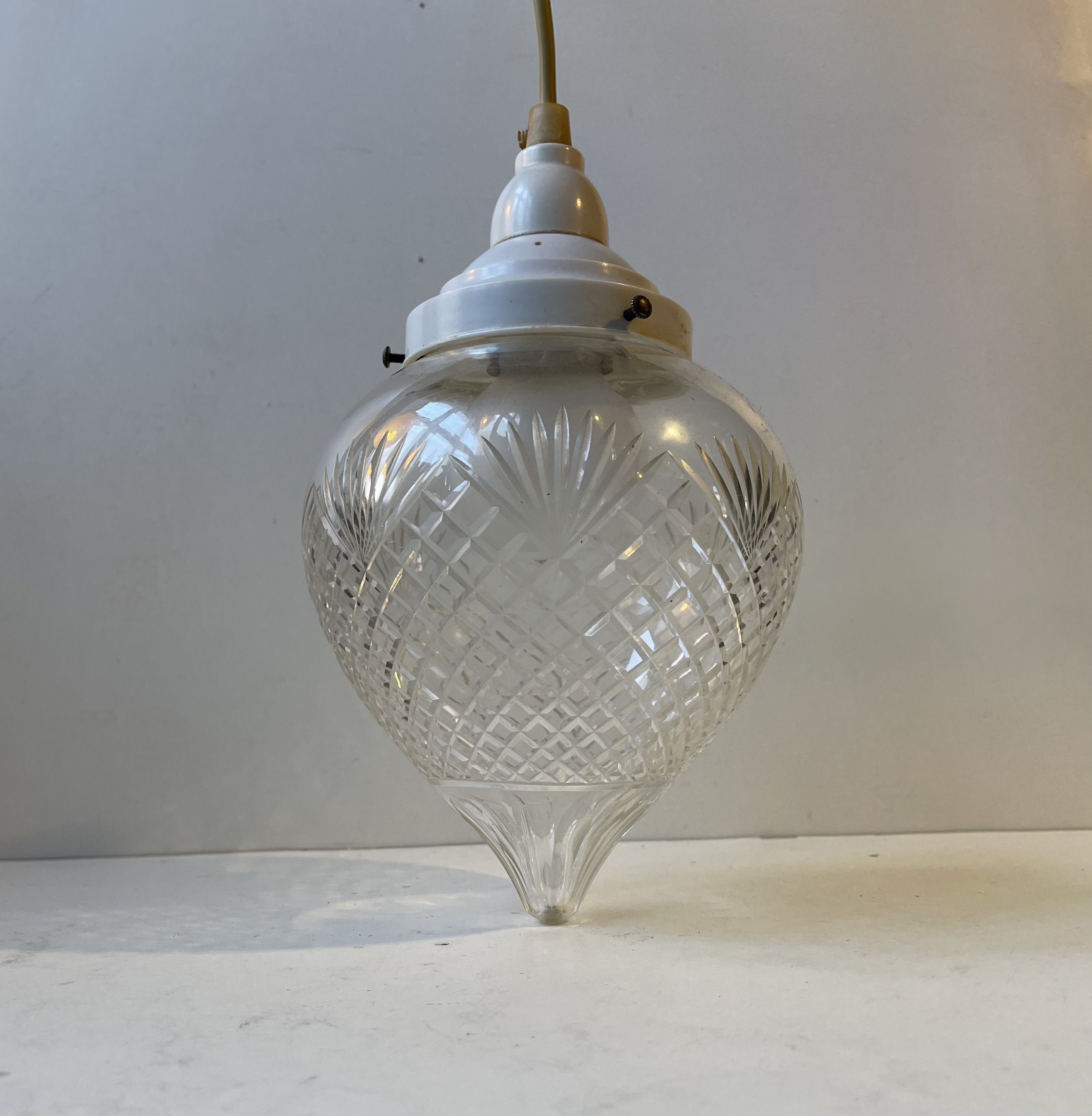 Art Nouveau Jugend Crystal Hallway Pendant Lamp, 1920s