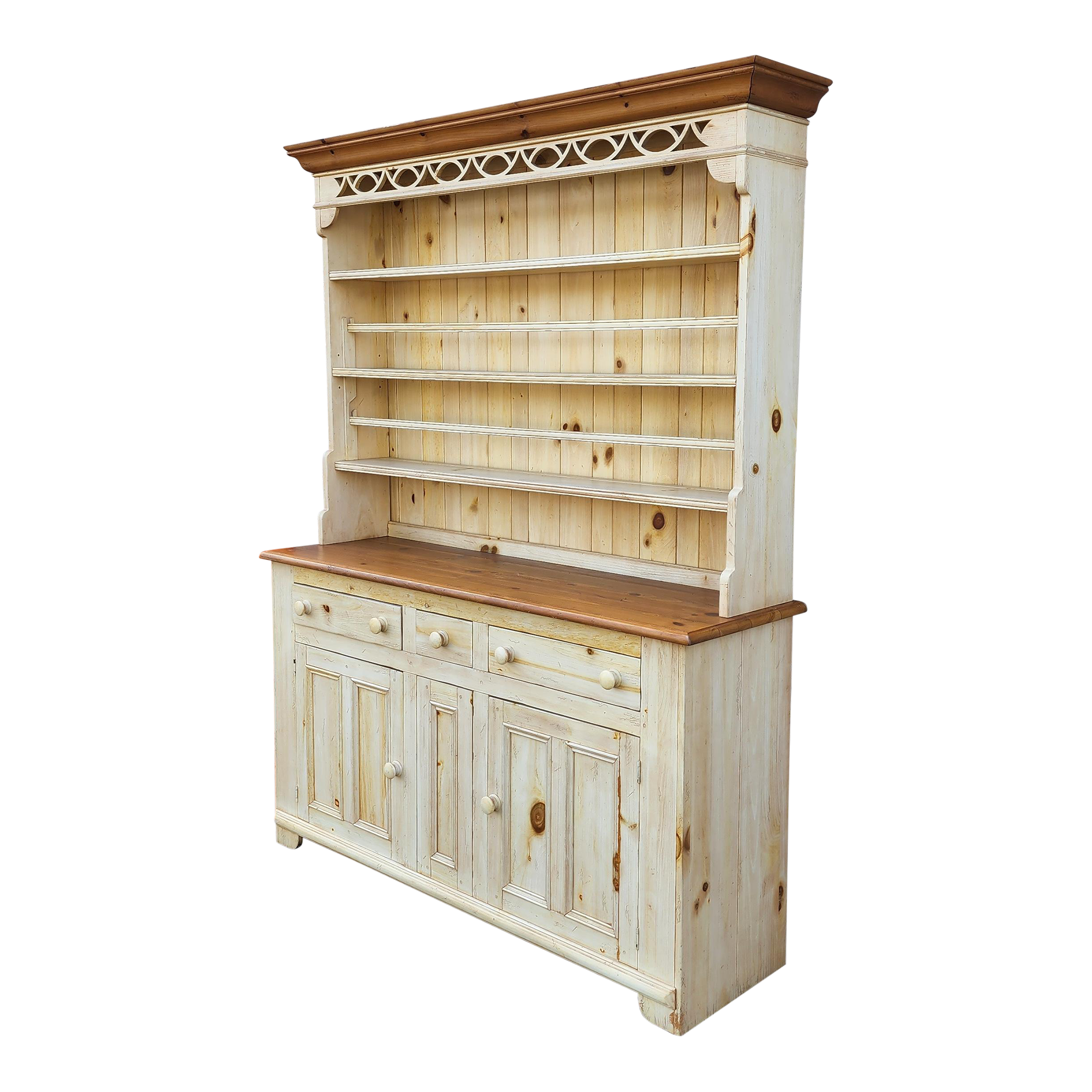 Ethan Allen Farmhouse White-Washed W/ Distressed Pine Dining Room China  Cabinet Hutch #23-6007 | Chairish