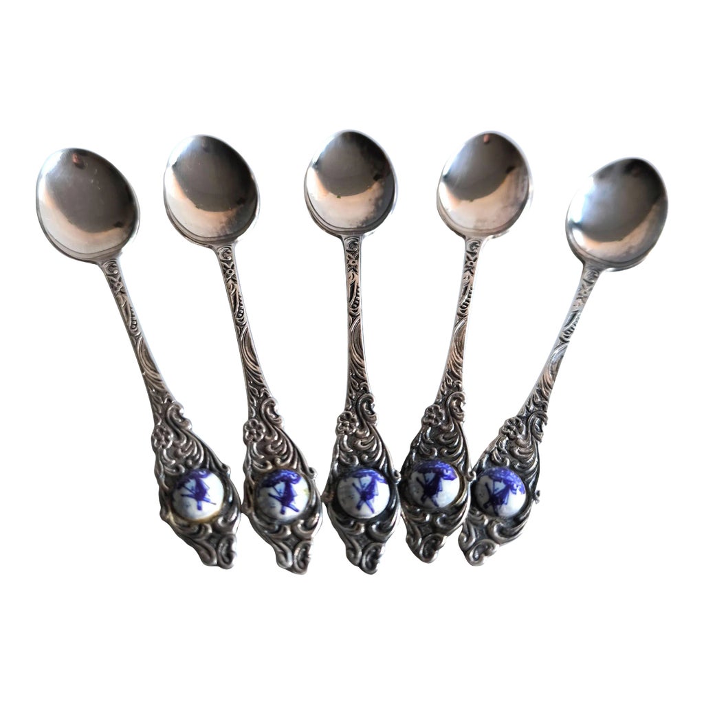 Mid 20th Century Vintage Dutch Silver-Tone Metal Spoons- Set of 5 ...