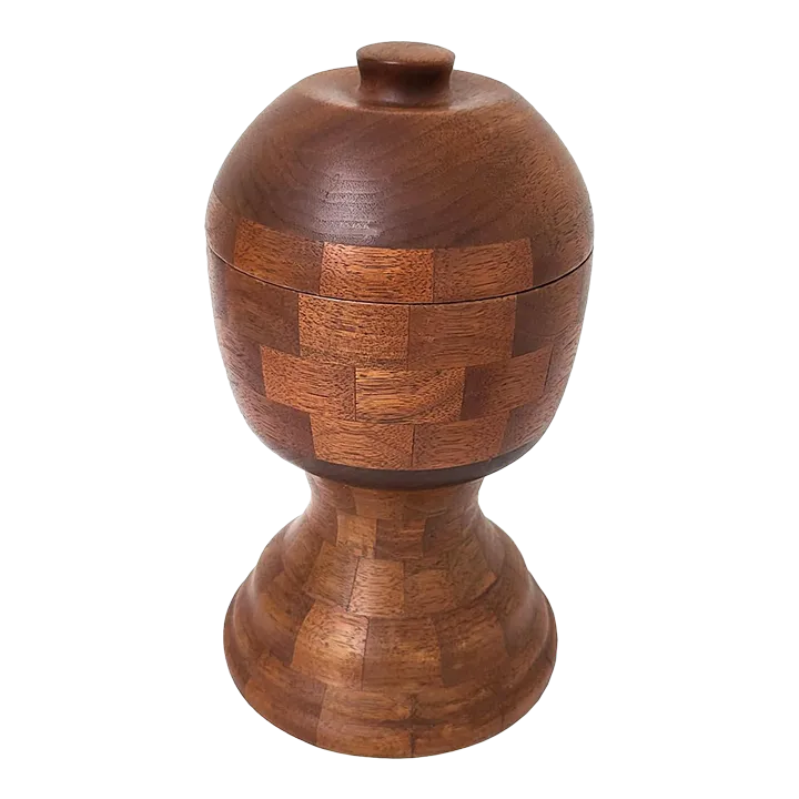 Late 20th Century Staved and Lathed Teak Wood Finial and Urn Chairish