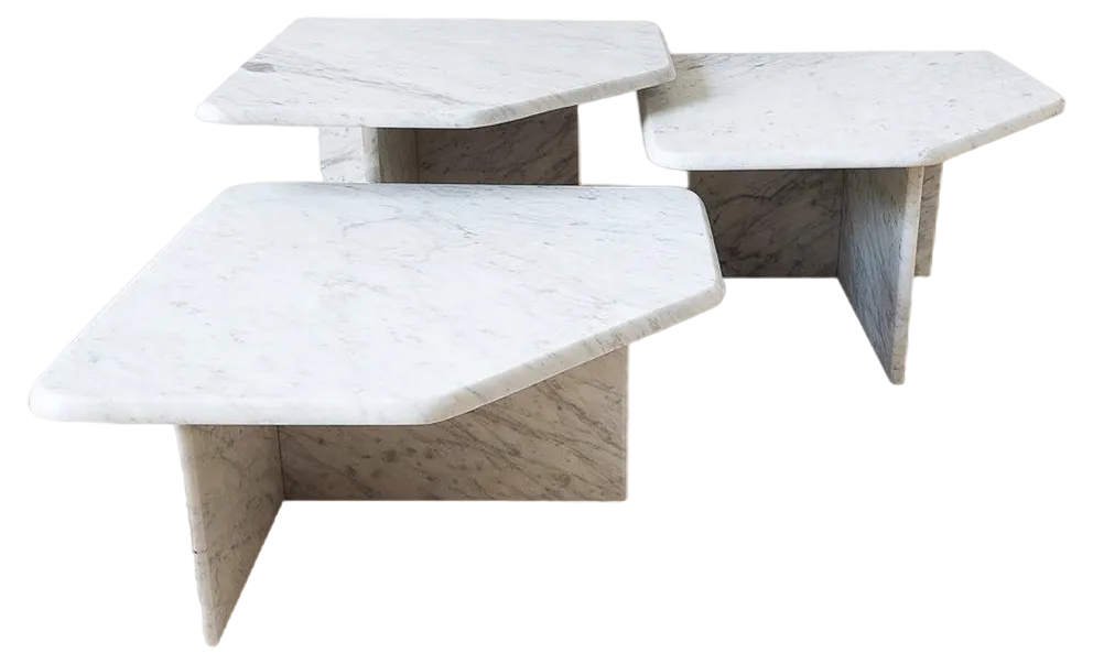 Vintage Carrara Marble Coffee Tables, 1970s, Set of 3 Chairish
