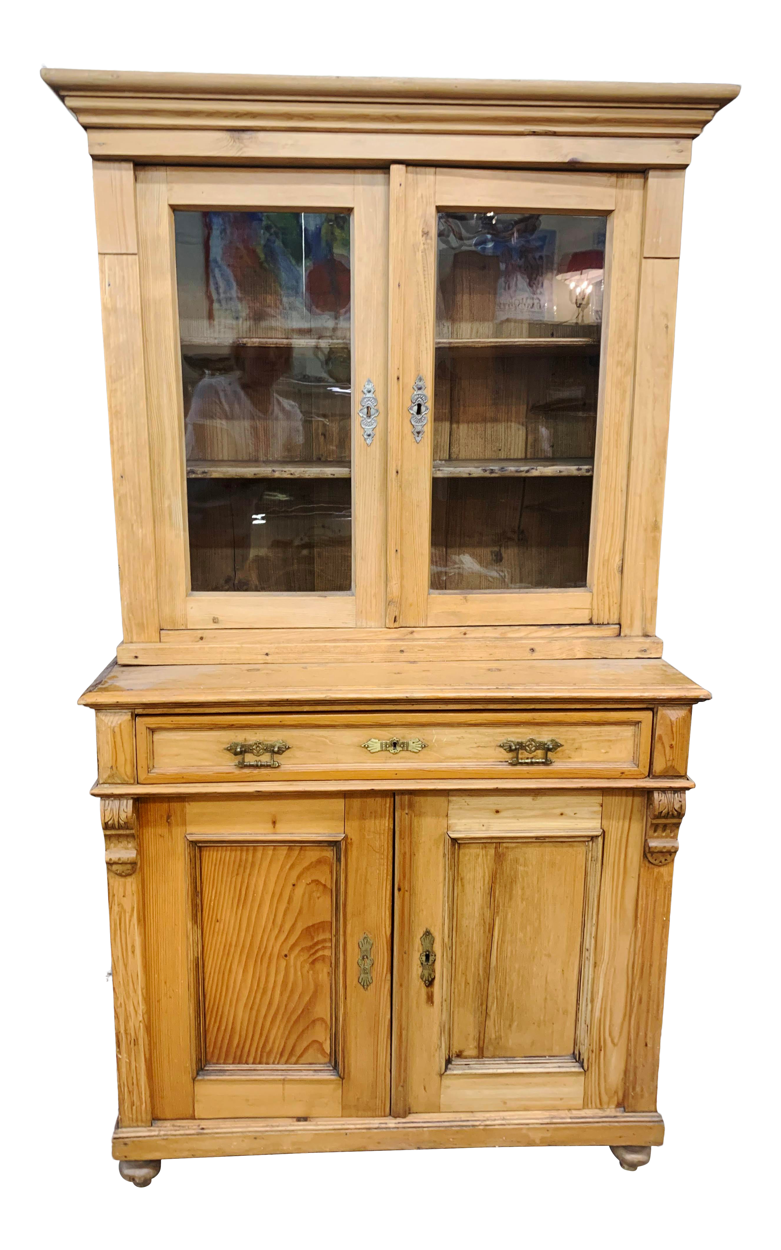 1880 S Honey Pine Kitchen Cabinet Chairish