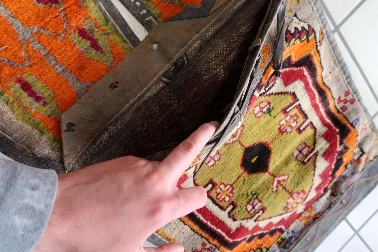 Handmade Vintage Persian Afshar Saddle Bag, 1940s