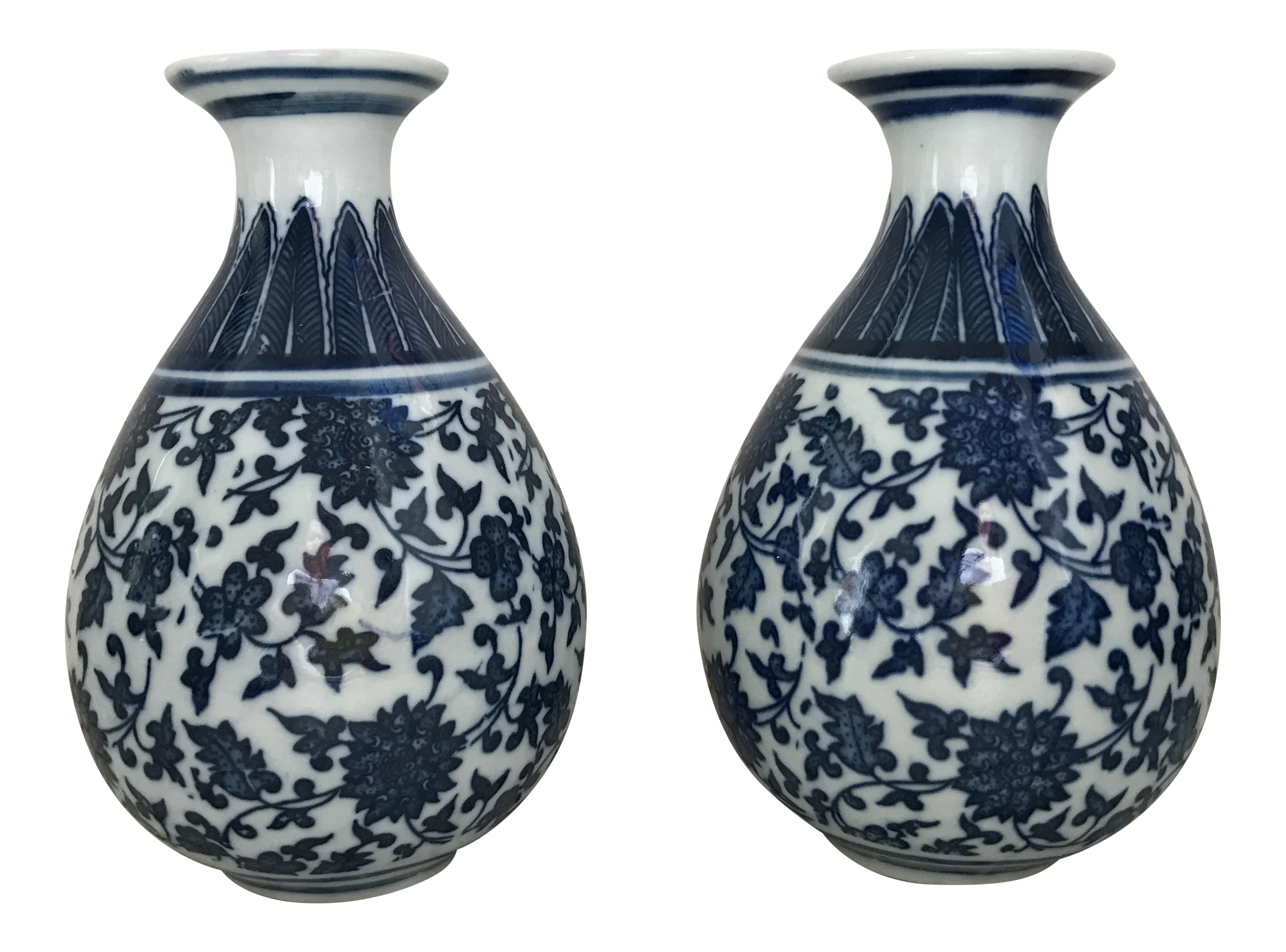 Blue & White Porcelain Chinoiserie Vases A Pair Chairish