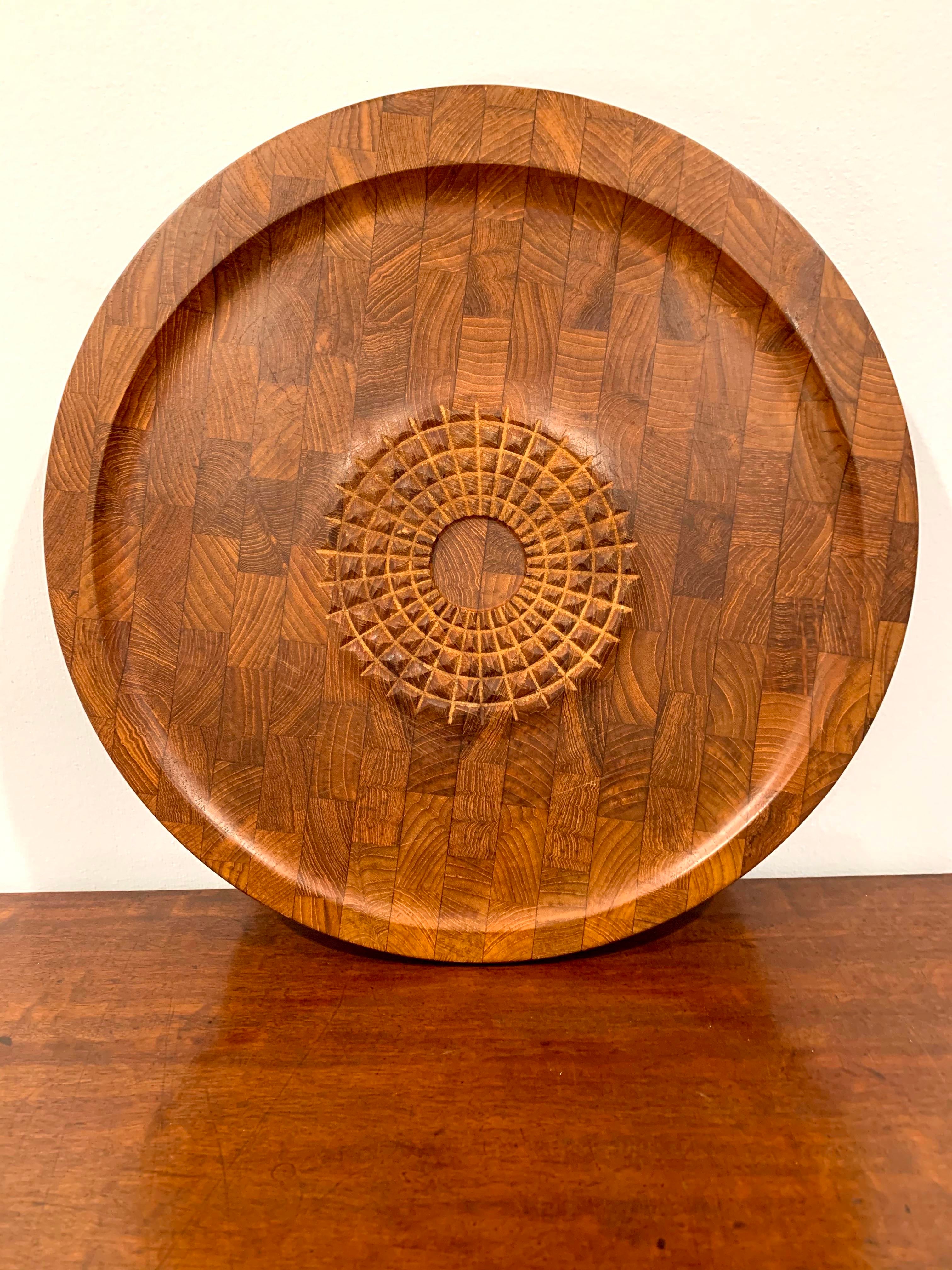 Midcentury Digsmed Denmark Teak Tray, Rotating With Nine