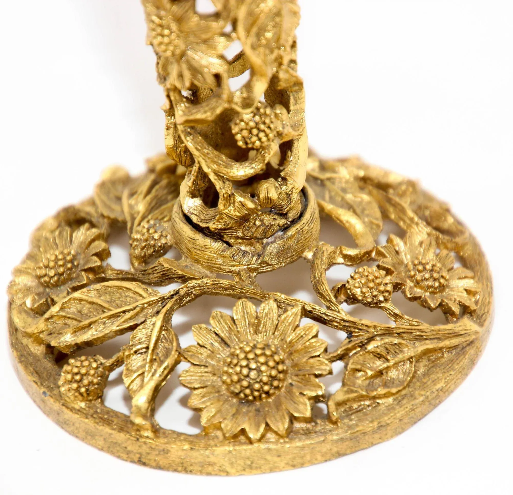 Vintage Matson Ormolu Gold Tone Metal Filigree Bud Vase