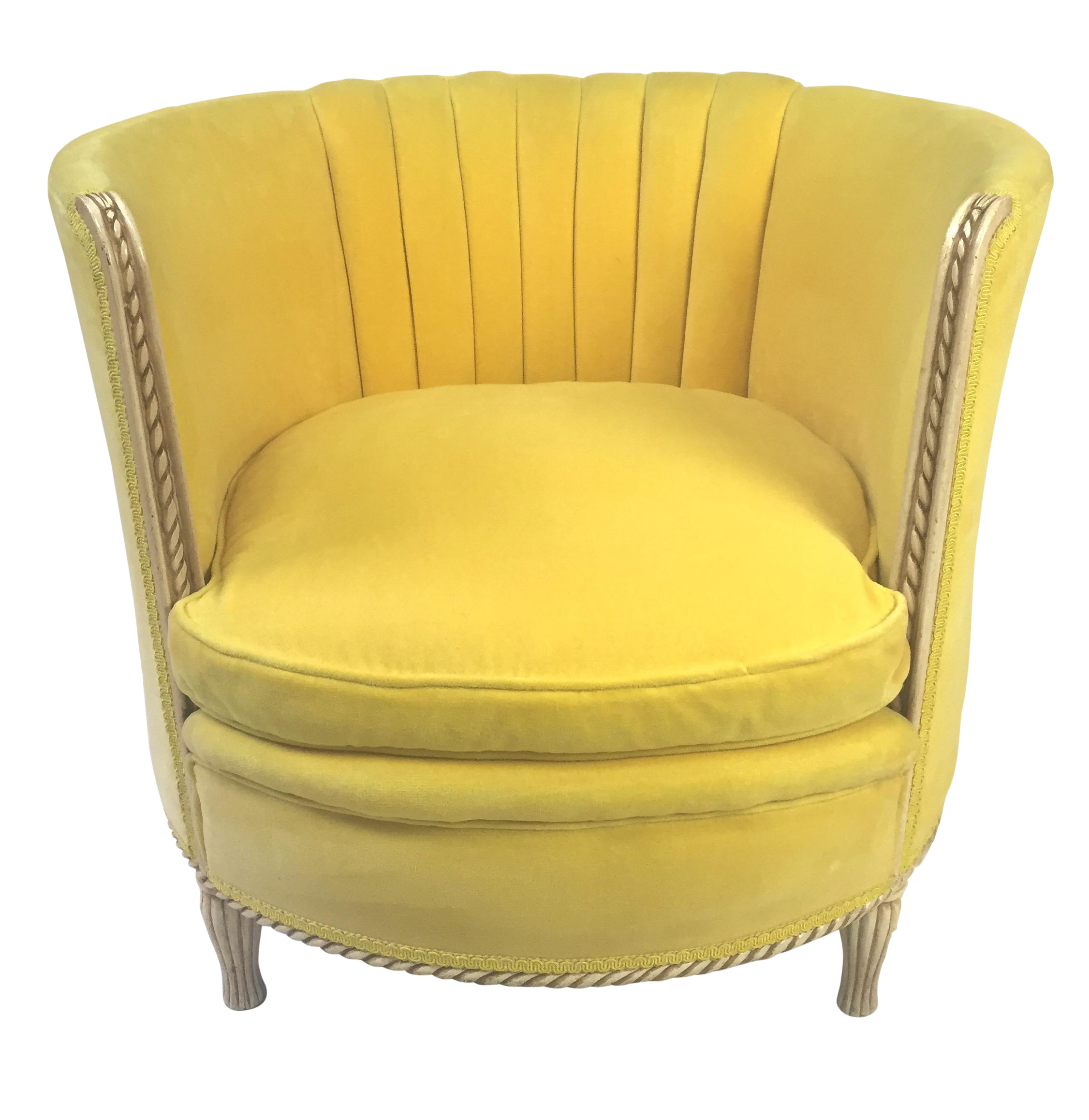 French Velvet Carved Channel Back Tub Chair Chairish