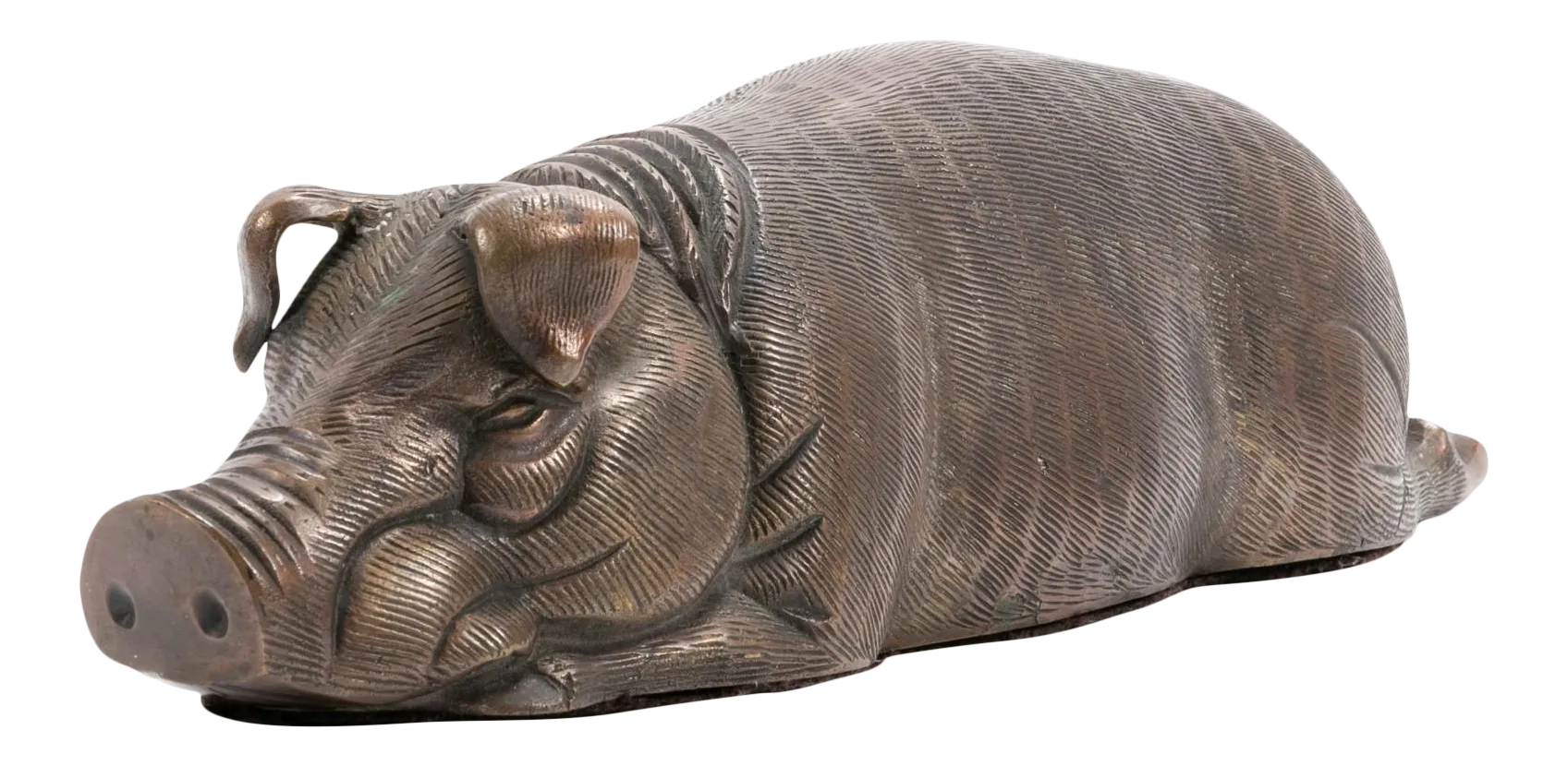 Vintage Bronze Reclining Pig Statue for Dept 56 Store Display Chairish