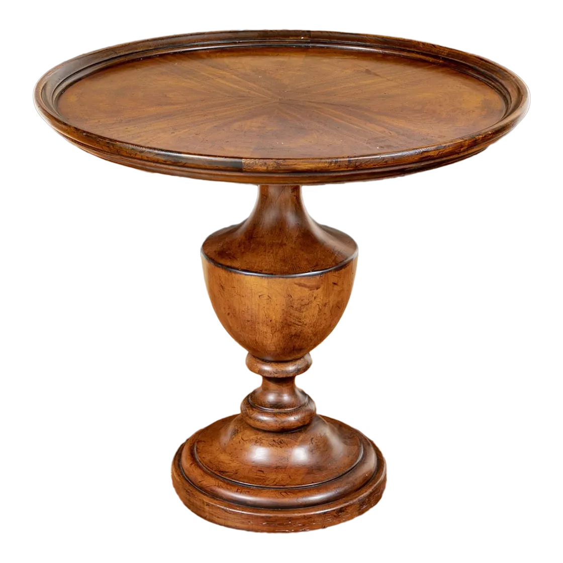 Late 20th Century Vintage Drexel Heritage Round Walnut Pedestal Accent