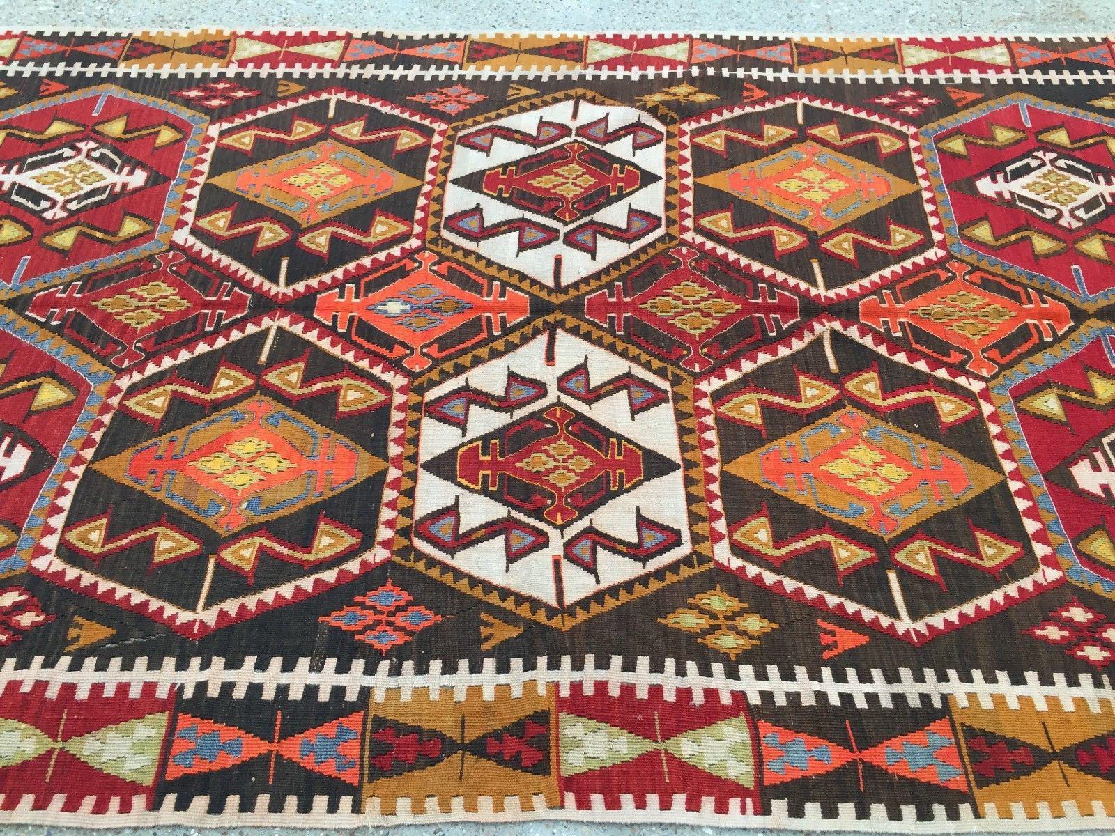 Vintage Turkish Shabby Wool Kilim Rug 358x164 cm | Chairish