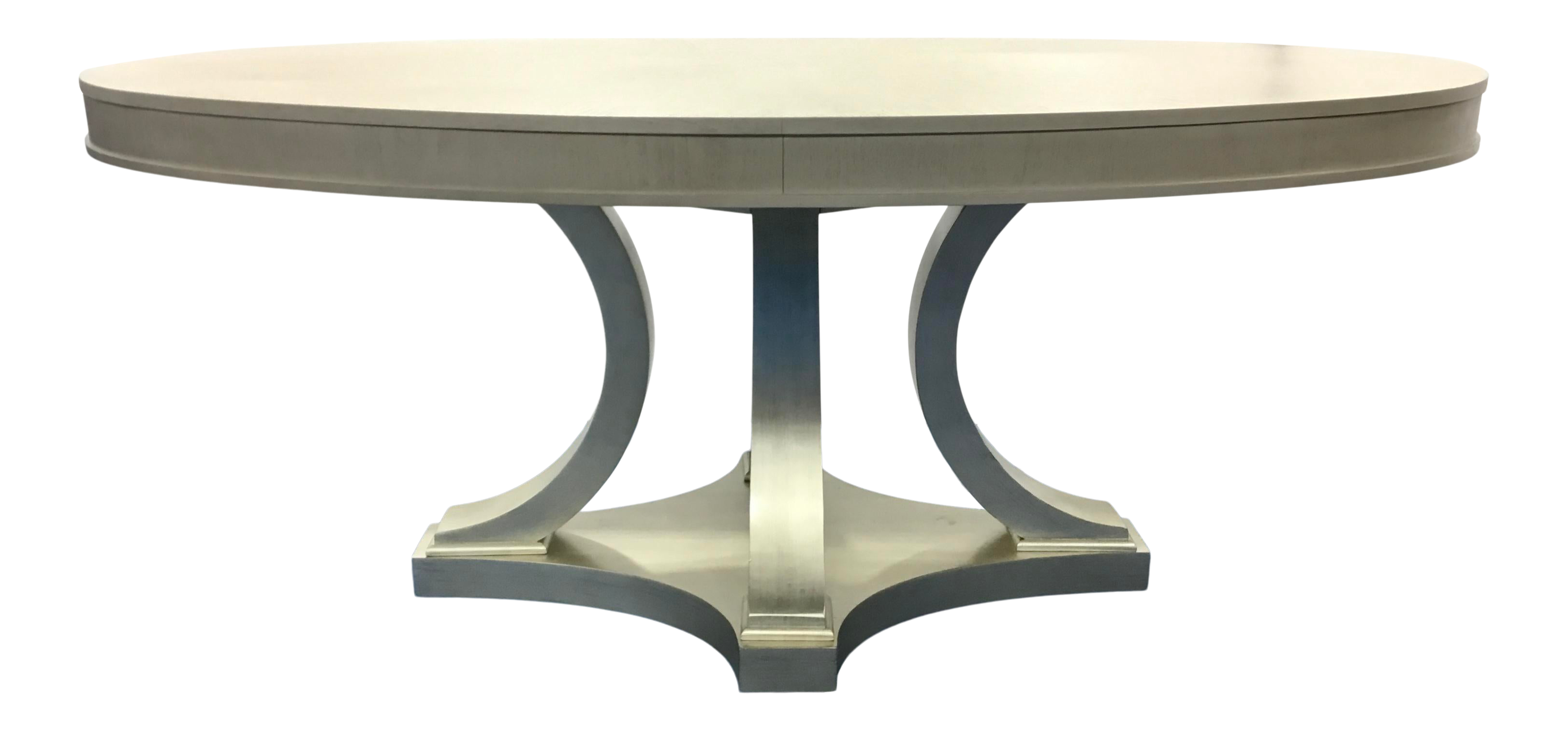 Transitional Gray Oval Pedestal Dining Table Chairish