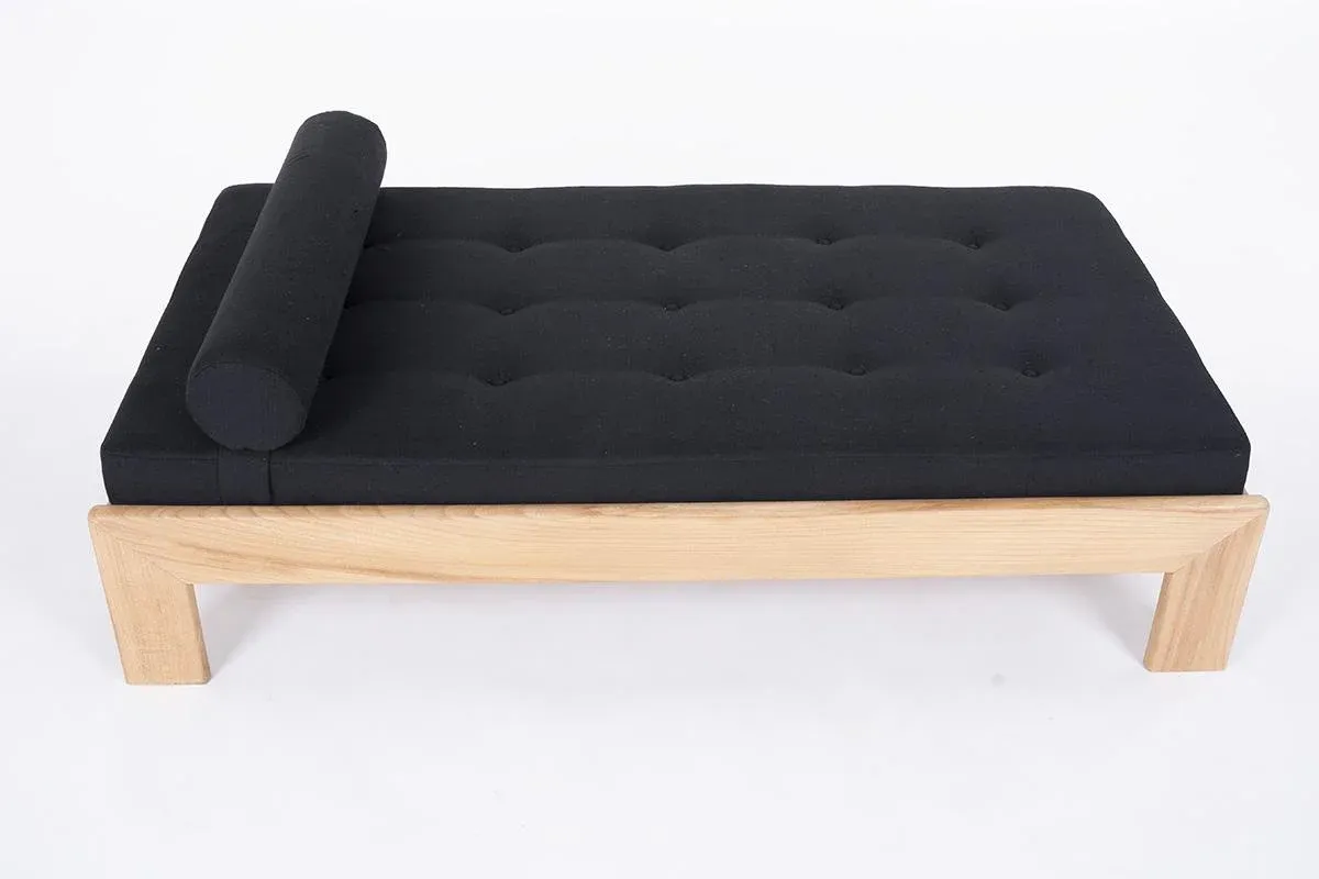 Daybed in Elm and Black Linen, 1980