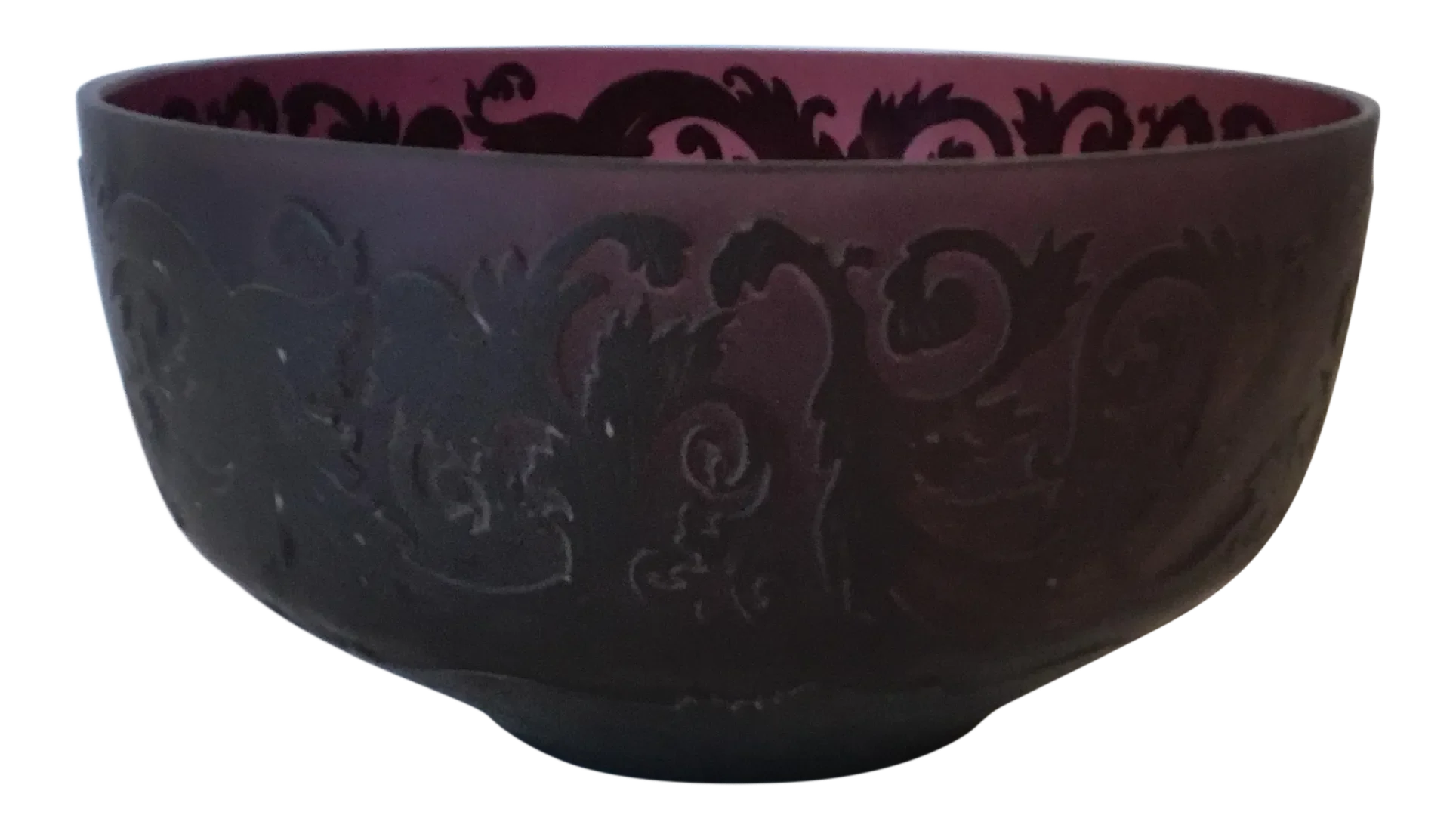 Large Vintage Amethyst Raised Pattern Art Glass Decorative Bowl Chairish