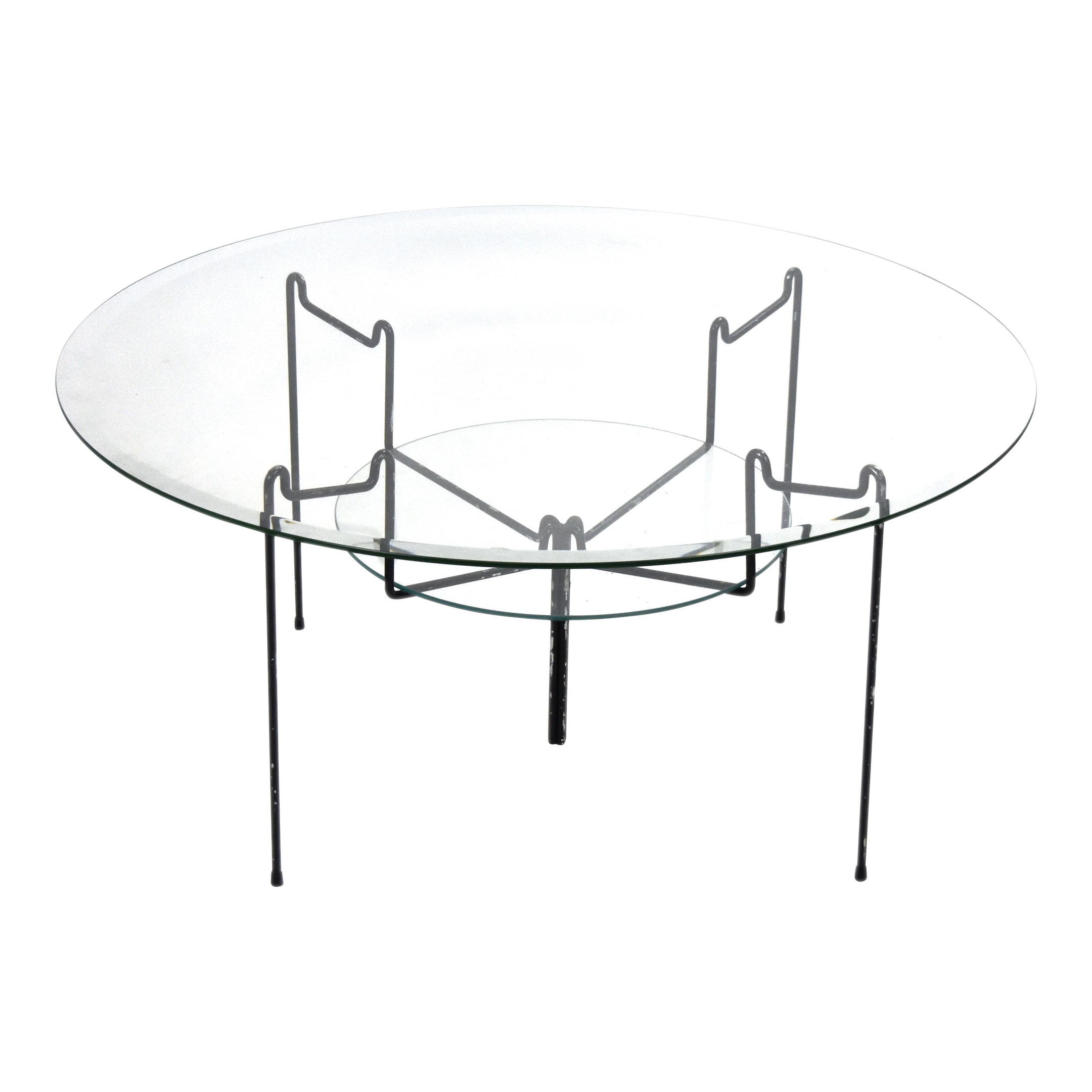 Mid 20th Century Vintage Modern Industrial Four Leg Metal Coffee Table