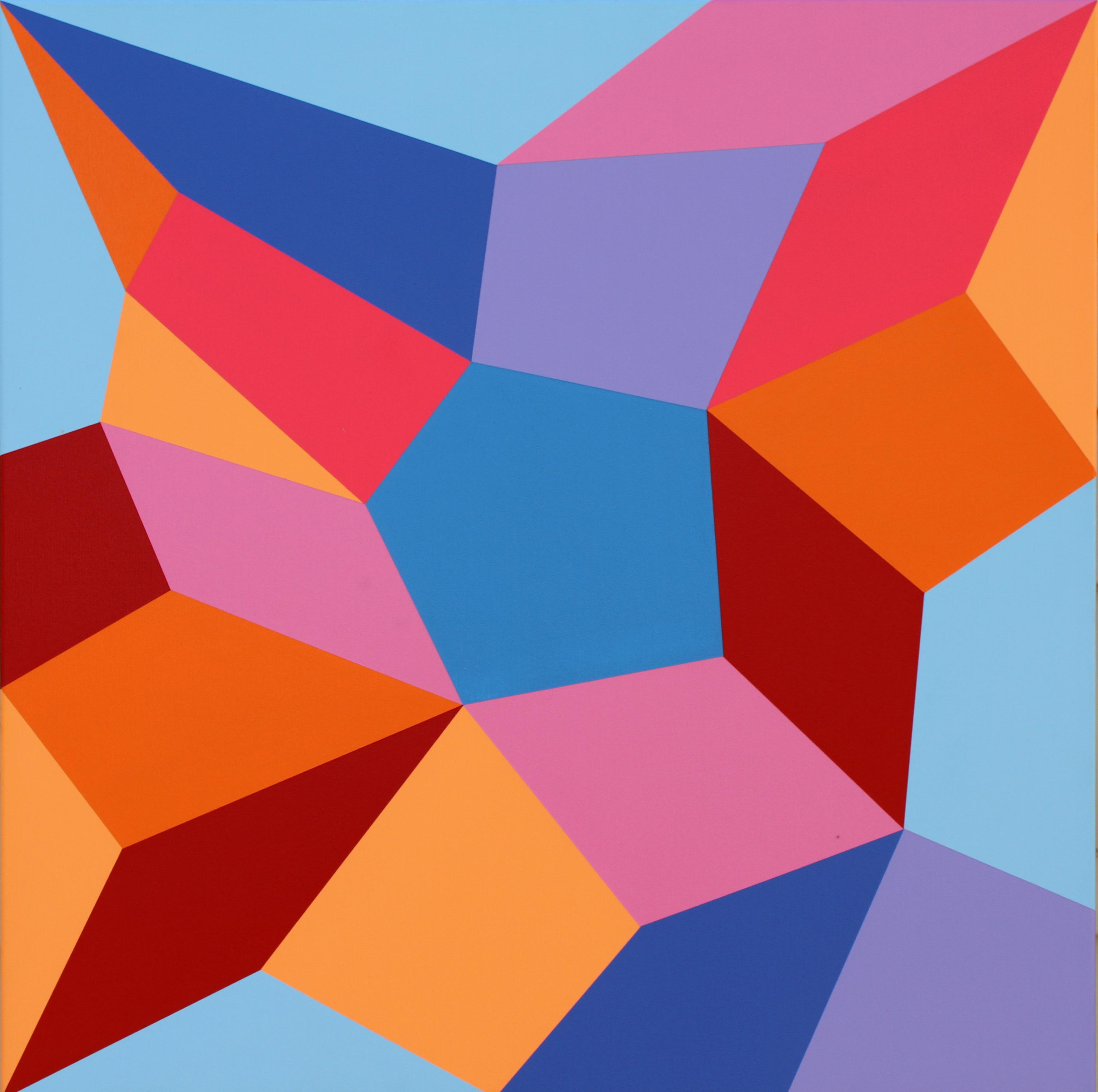 "One of These Days" Contemporary Geometric Hard Edge Acrylic Painting