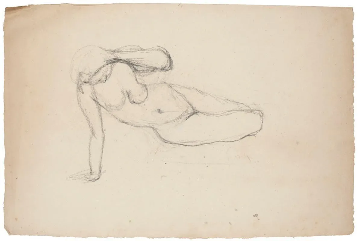 8 Original Nude Pen, Pencil and China Ink Drawings by French Master 20th Century Mid 20th Century