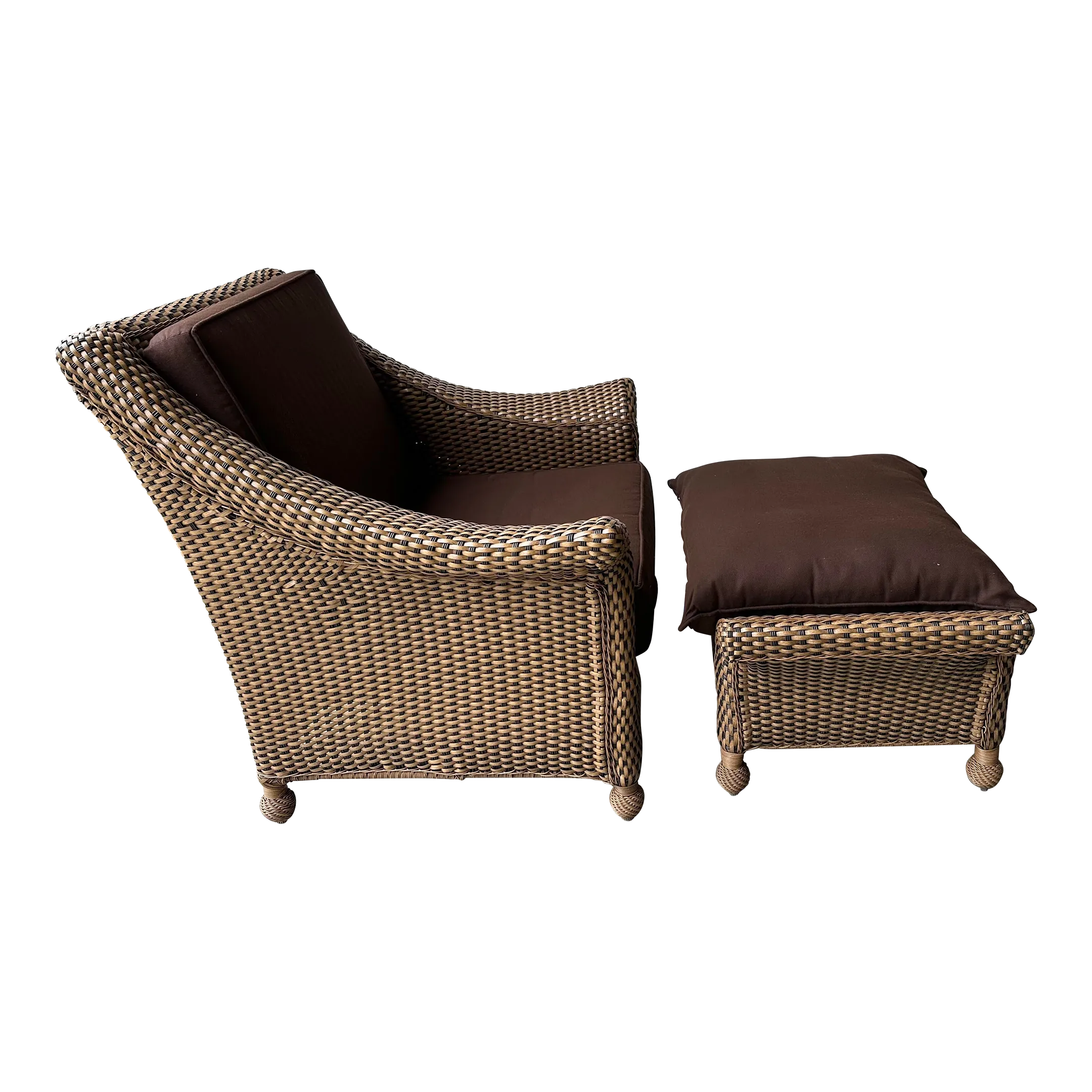 Tommy Bahama Weathered Resin Wicker Chair and Ottoman, Pieces