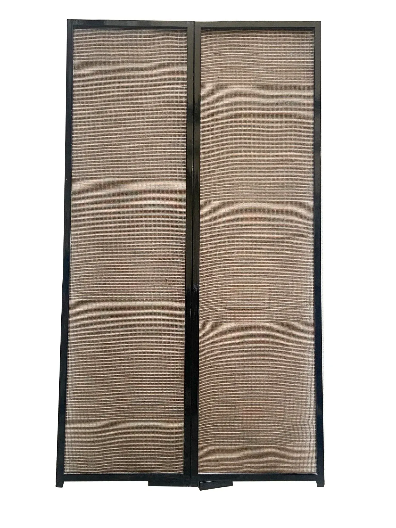 Black Lacquered Wood and Natural Cane Folding Screen, 1970