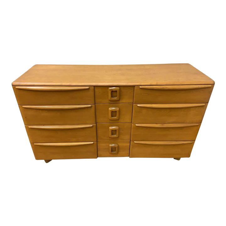 1950s Mid Century Modern Heywood Wakefield Champagne Twelve Drawer Dresser Chest