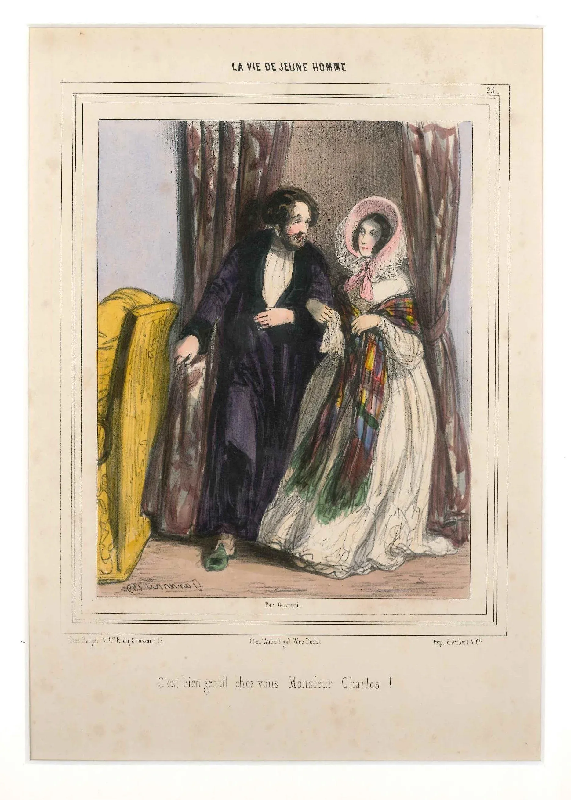 Paul Gavarni (Guillaume Sulpice Chevalier), La Vie de Jeune Homme, Original Lithograph, 1800