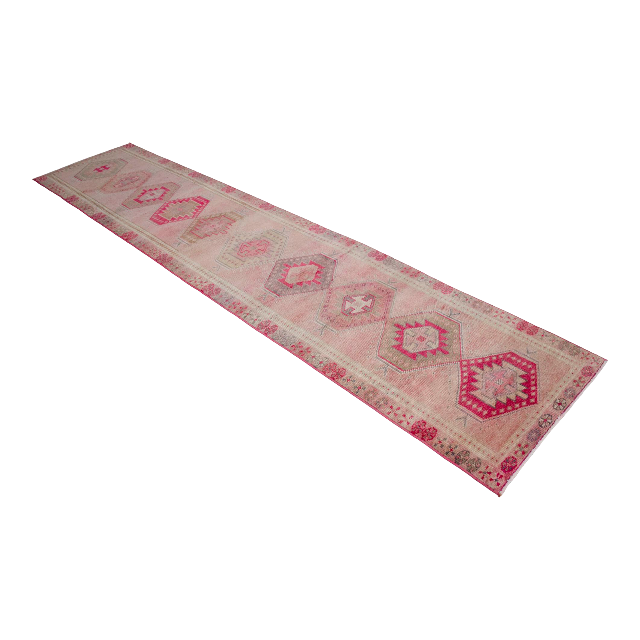 Hand-Knotted Turkish Runner Rug . Low Pile Hallway Decor Runner Rug 2′9″ × 12′10″12 wooden toddler puzzels