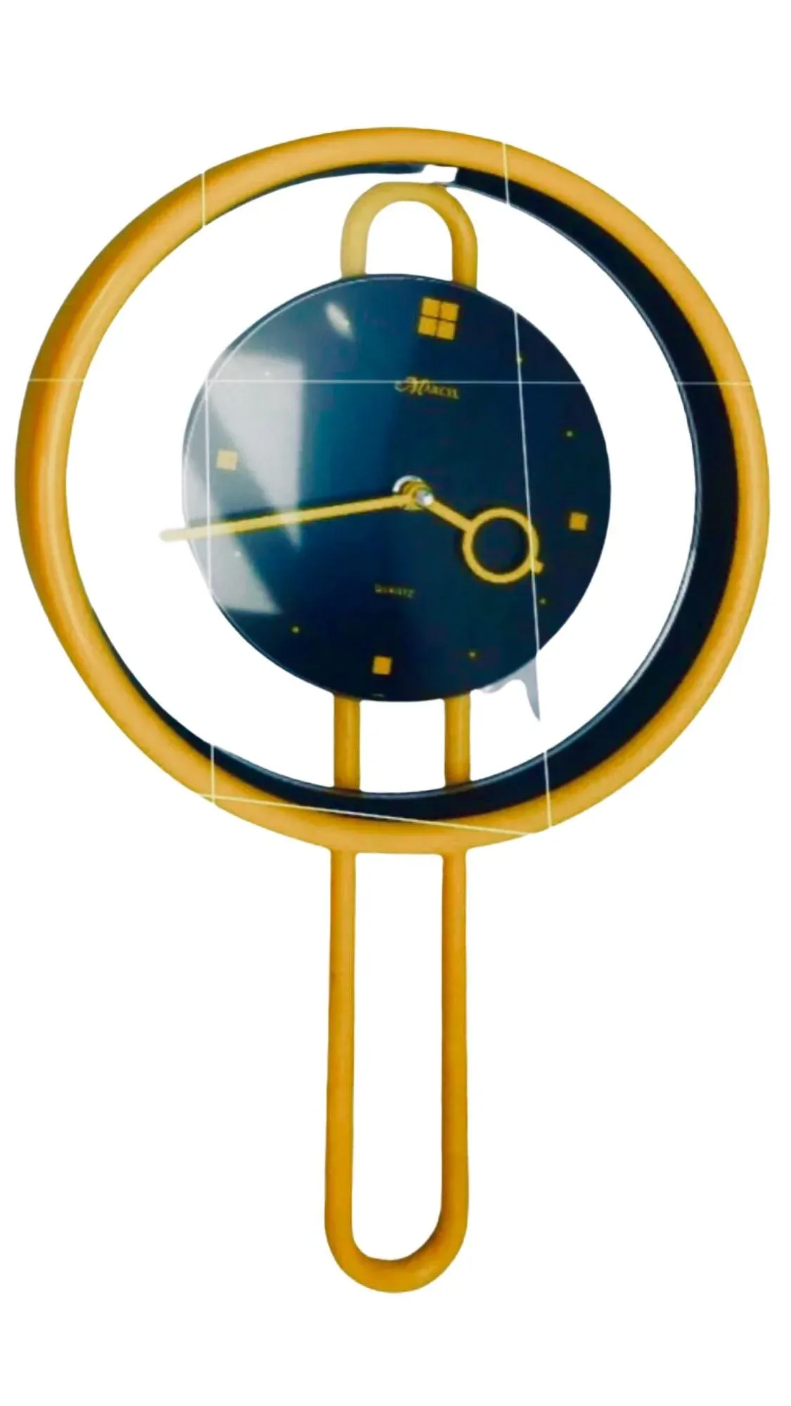 1980s Postmodern Memphis Bright Yellow Tubular Modern Pendulum