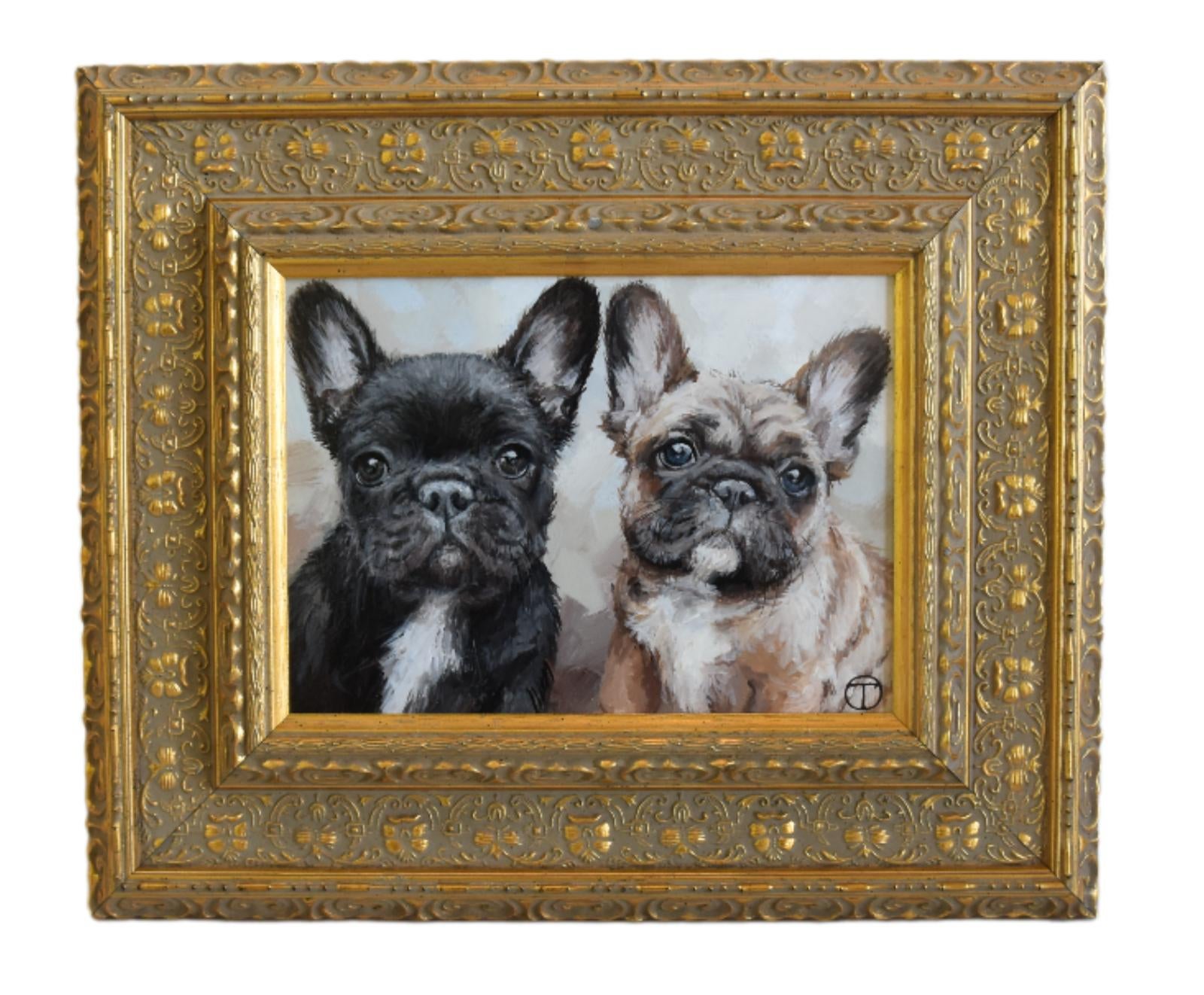 Frenchie French Bulldog Puppys Dogs Portrait Painting Including