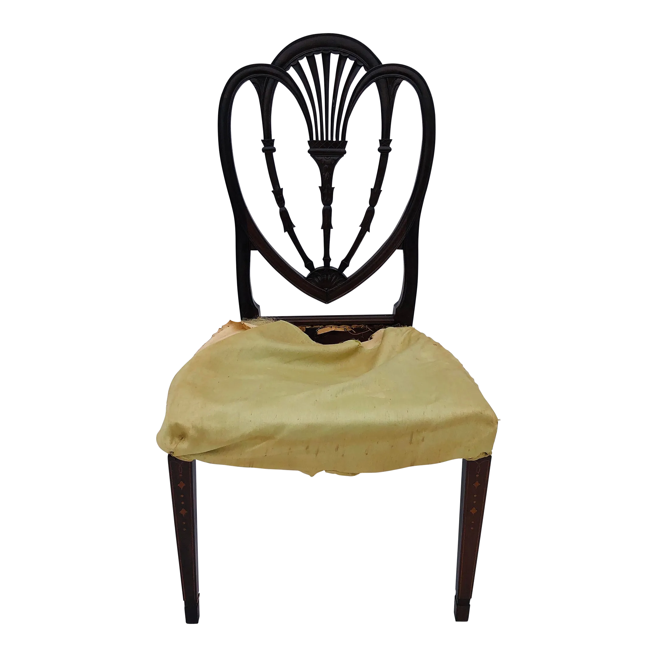 Antique Duncan Phyfe Dining Chair Carved Mahogany/Inlay Design