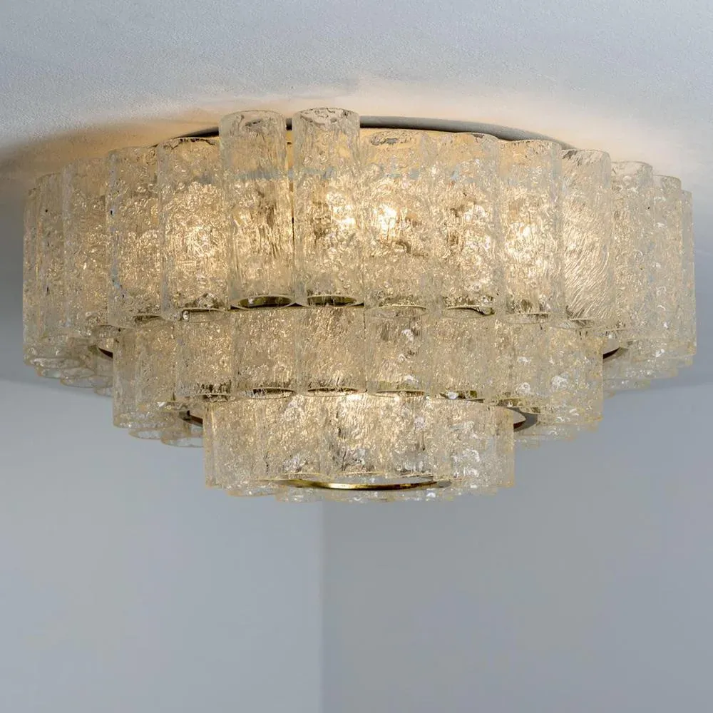 Glass and Brass Chandelier from Doria, Germany, 1960s