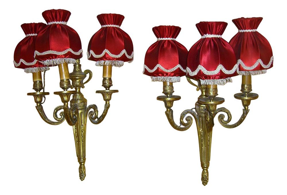 Napoleon III Wall Lights in Brass, 1890s, Set of 2