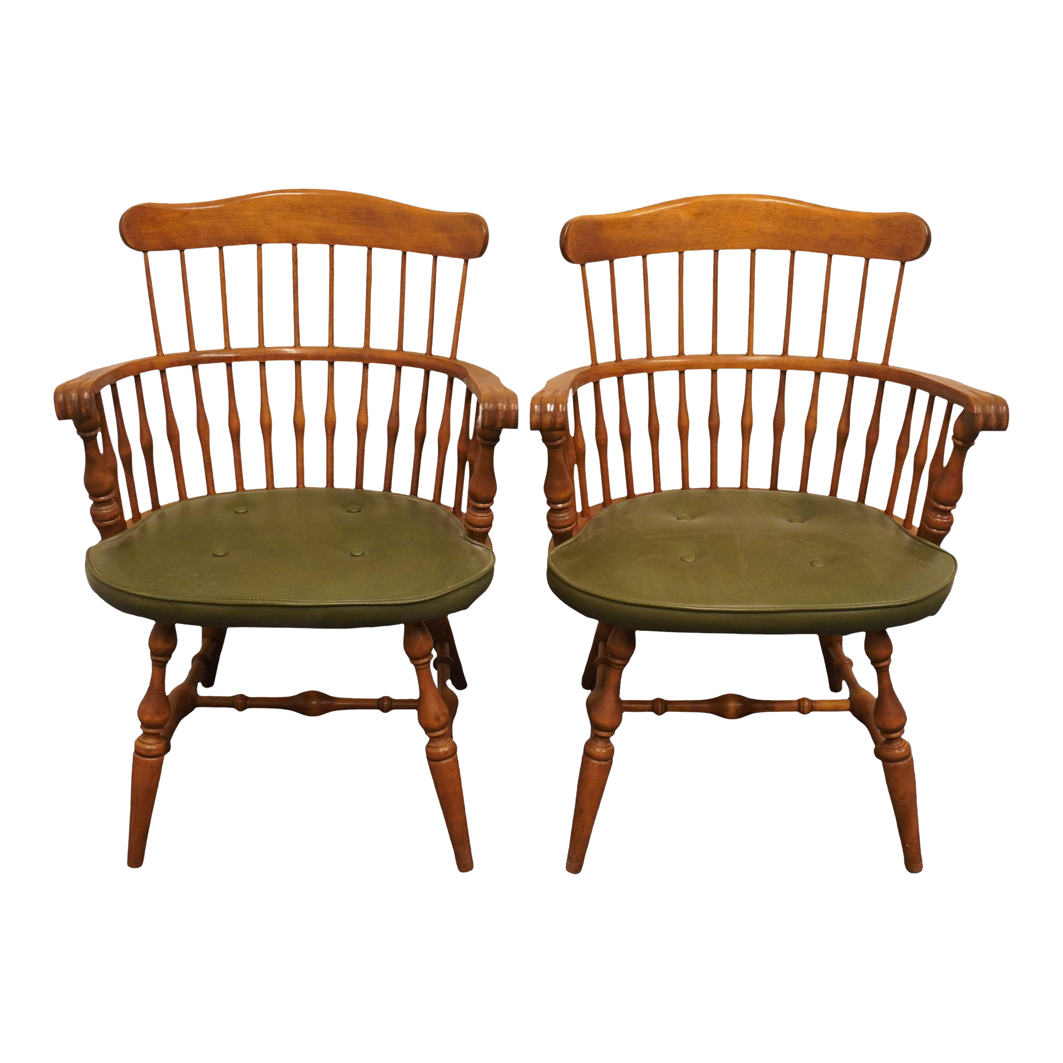 Set of 2 Nichols & Stone Solid Hard Rock Maple Colonial Comb Back