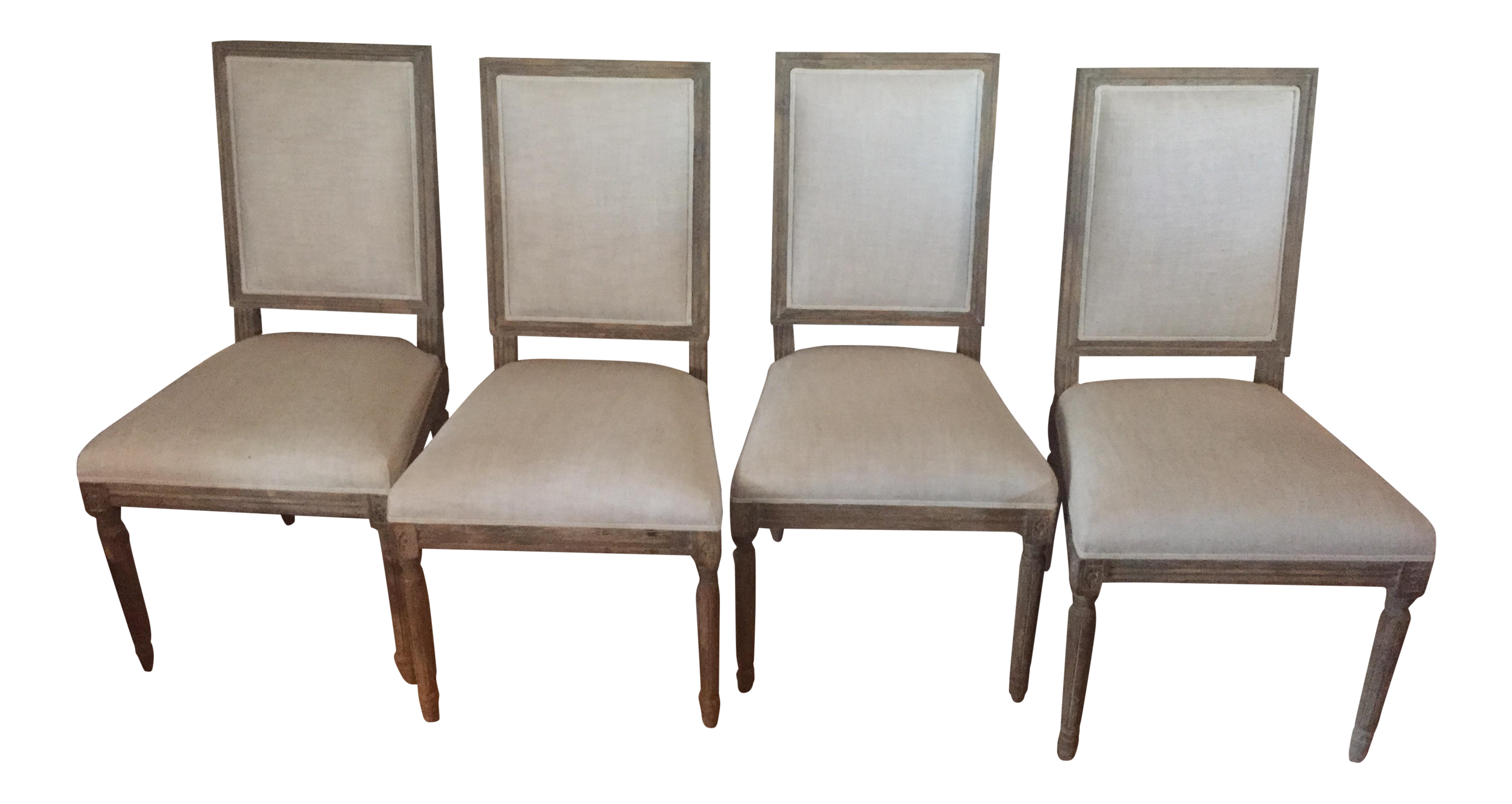 Restoration Hardware French Square Linen Dining Chairs Set Of 4