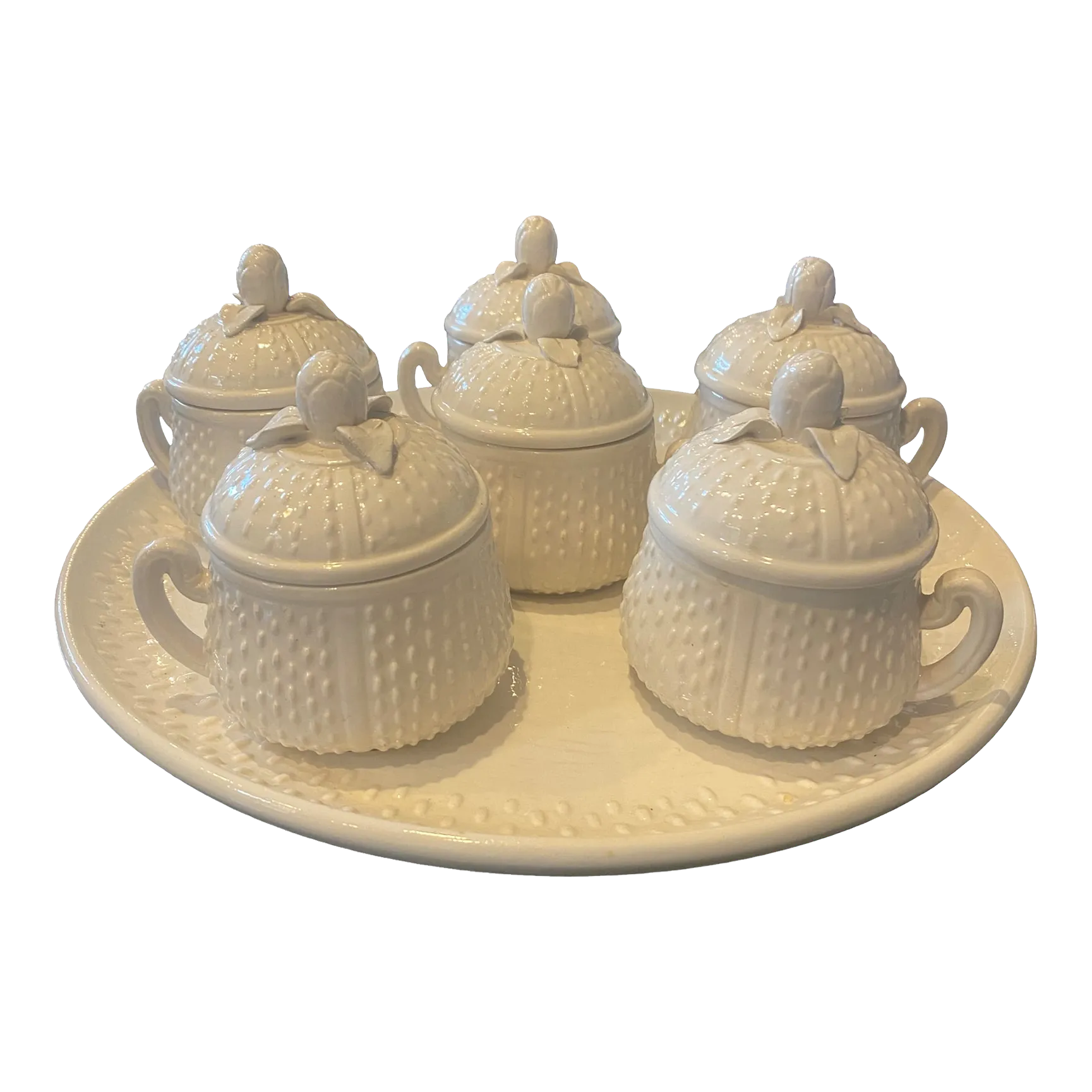 Late 20th Century Mottahedeh Pots De Crème With Platter Chairish