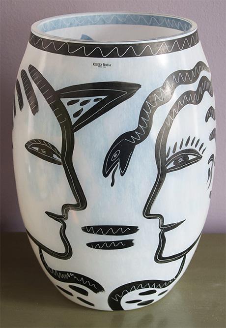 Late 20th Century Kosta Boda Caramba Adam & Eve Glass Vase by
