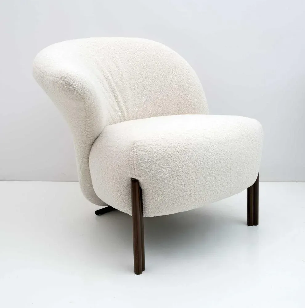 Postmodern Italian Bouclè Lounge Chair, 1980s | Chairish