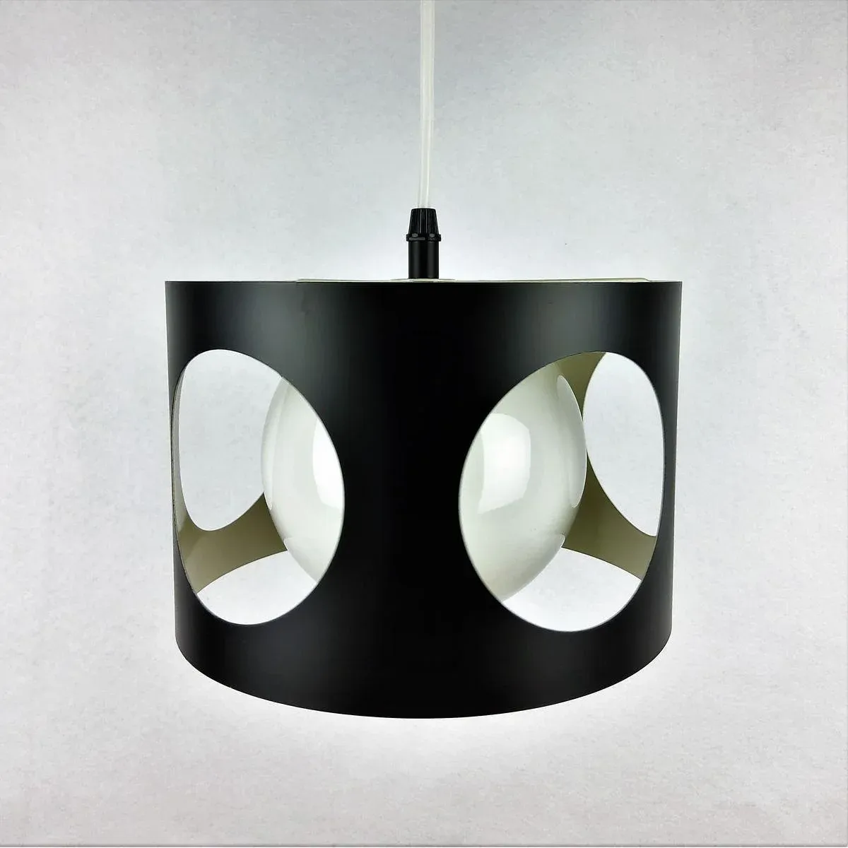 Large Vintage Black Pendant Lamp, 1960s