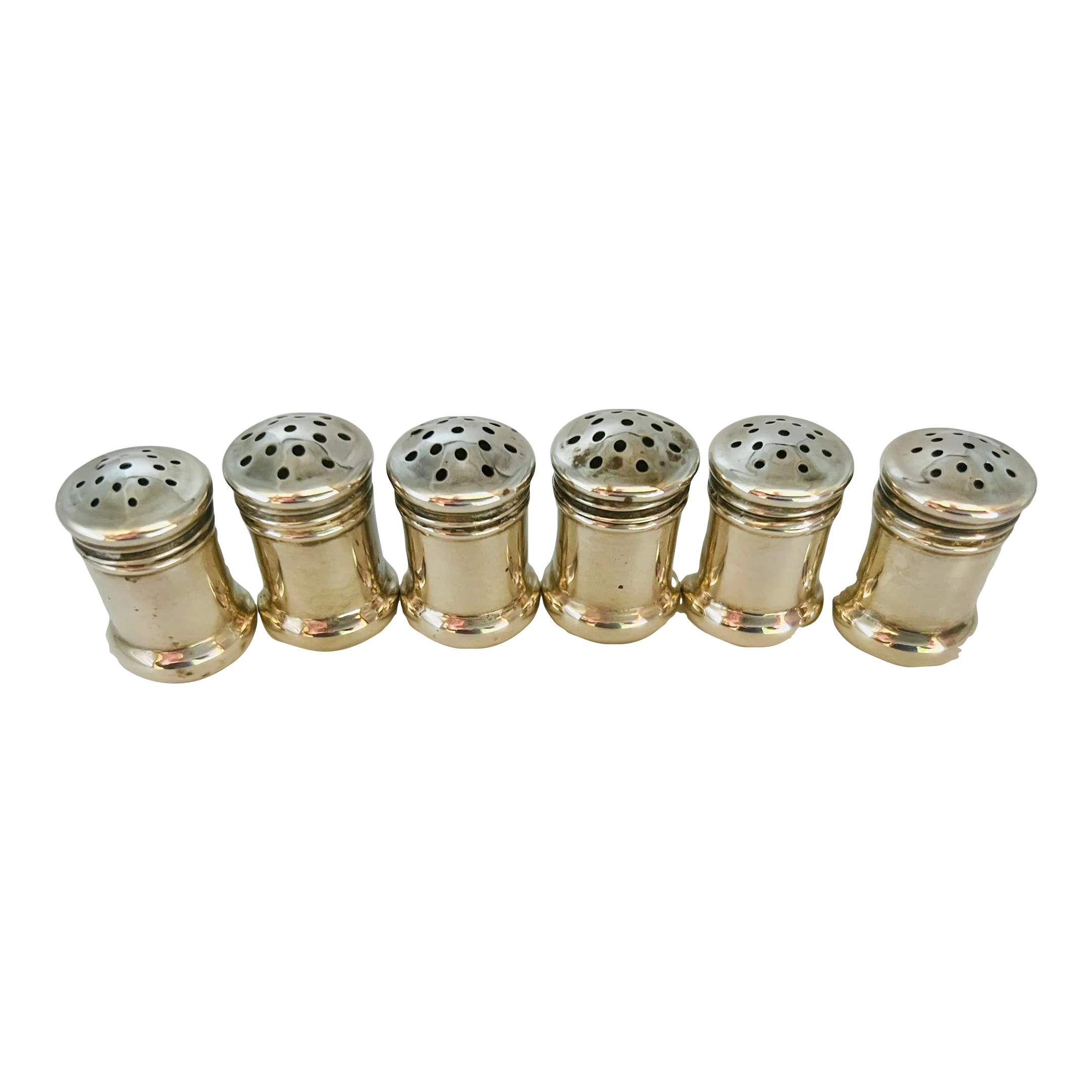 1950's Sterling Salt Shakers Set of 6 Chairish