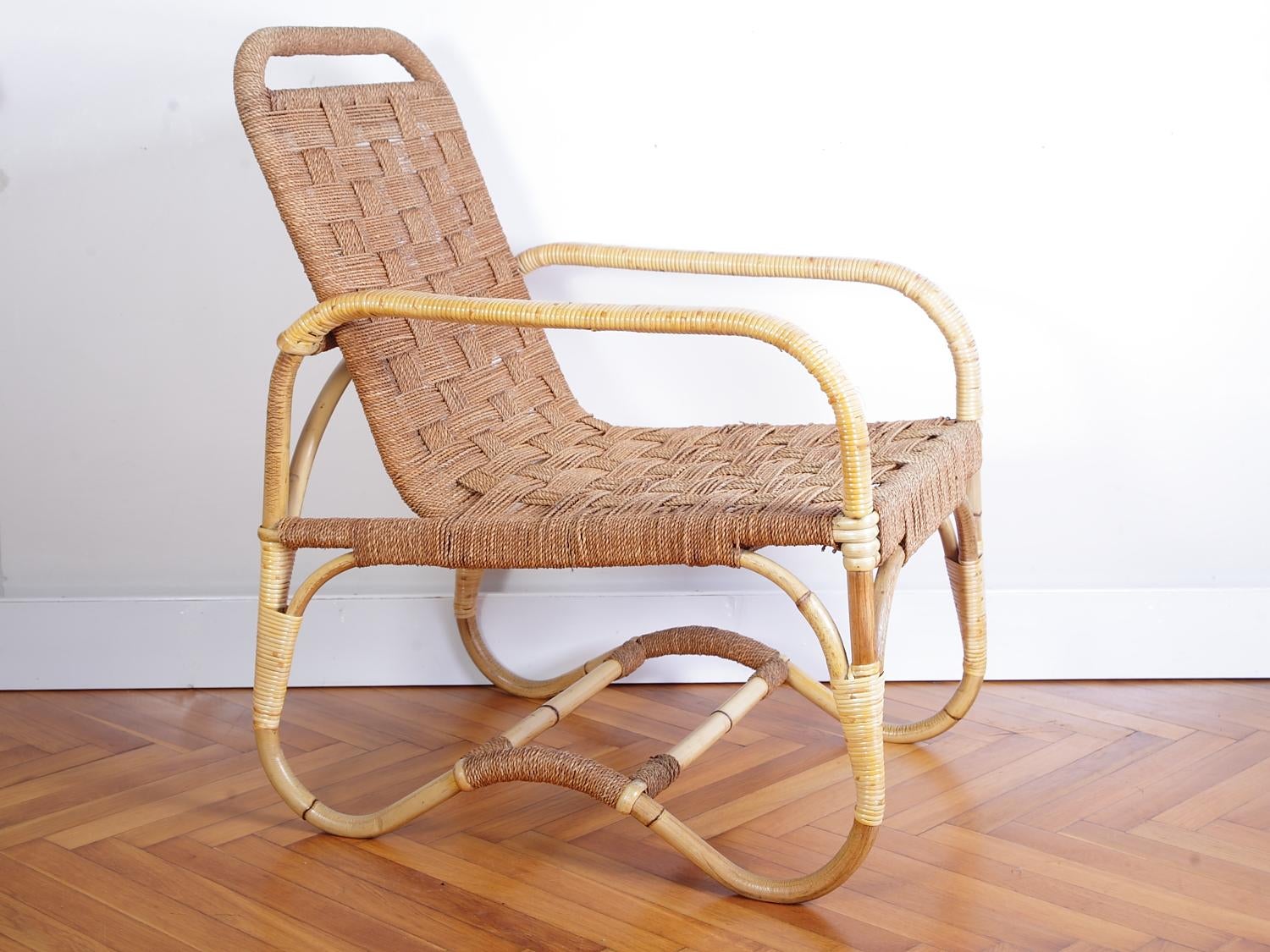 Bauhaus Rattan Armchair in the style of Erich Dieckmann, 1930s
