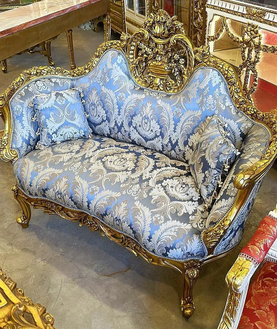 rococoさま専用 Hollywood Rococo Round Settee Gold Gilt - Furniture on Main