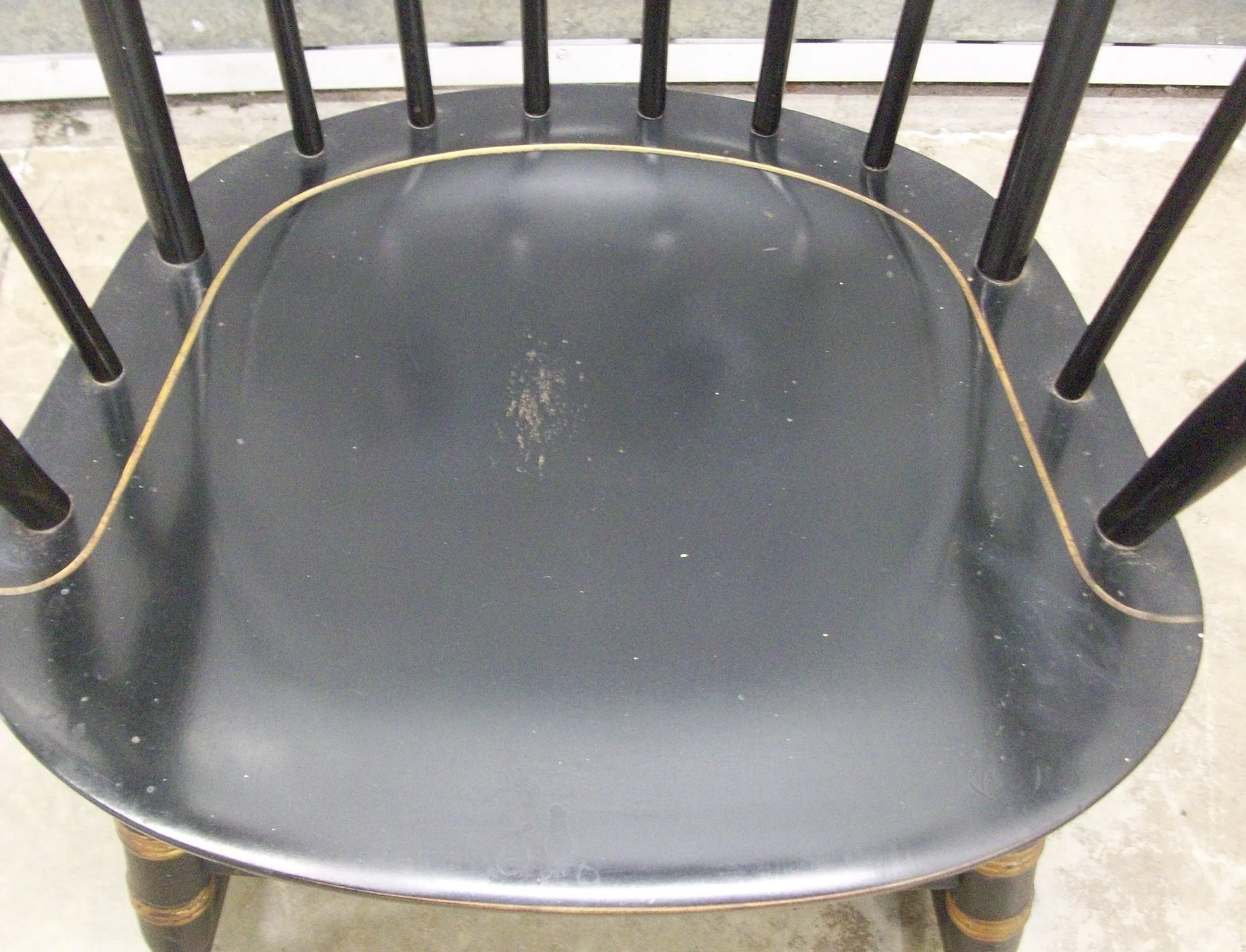 1970's Vintage Black Nichols Stone Painted Hitchcock Style