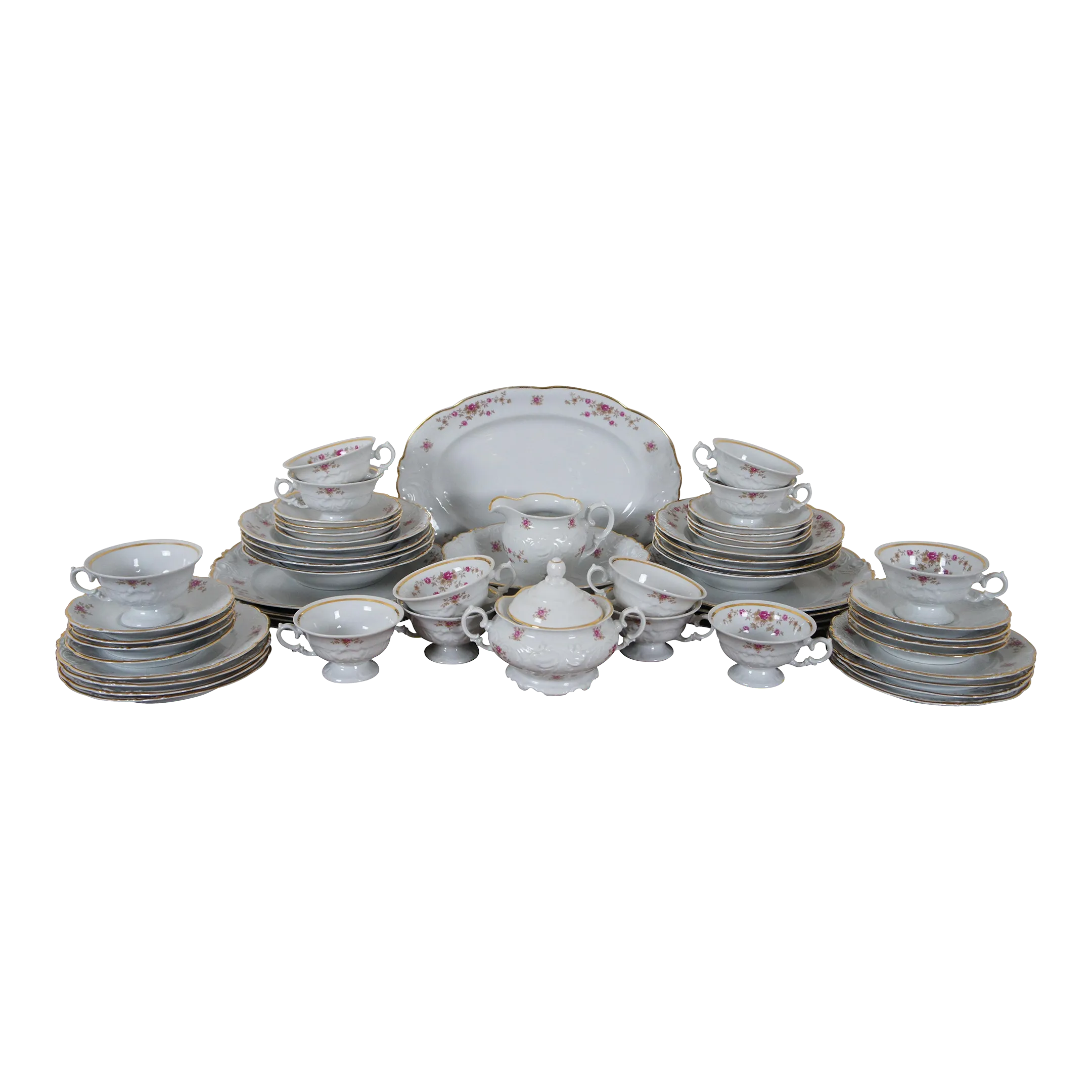 Late 20th Century 57 Piece Vintage Polish Walbrzych Porcelain Pink