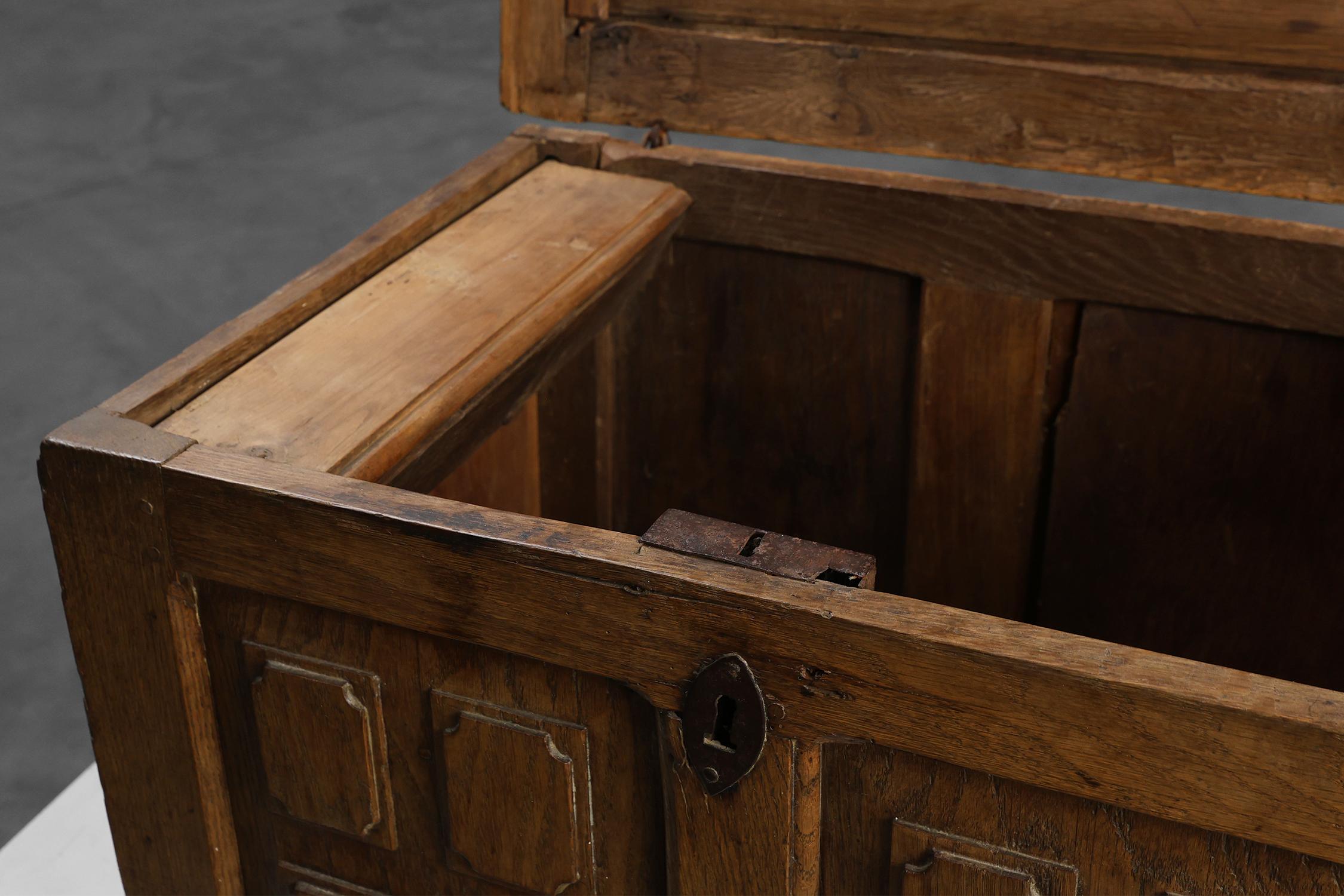 Rustic Oak Paneled Trunk or Chest, France, 18th Century