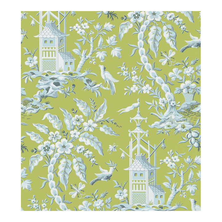 Pagoda Garden Wallpaper Green Sample Chairish