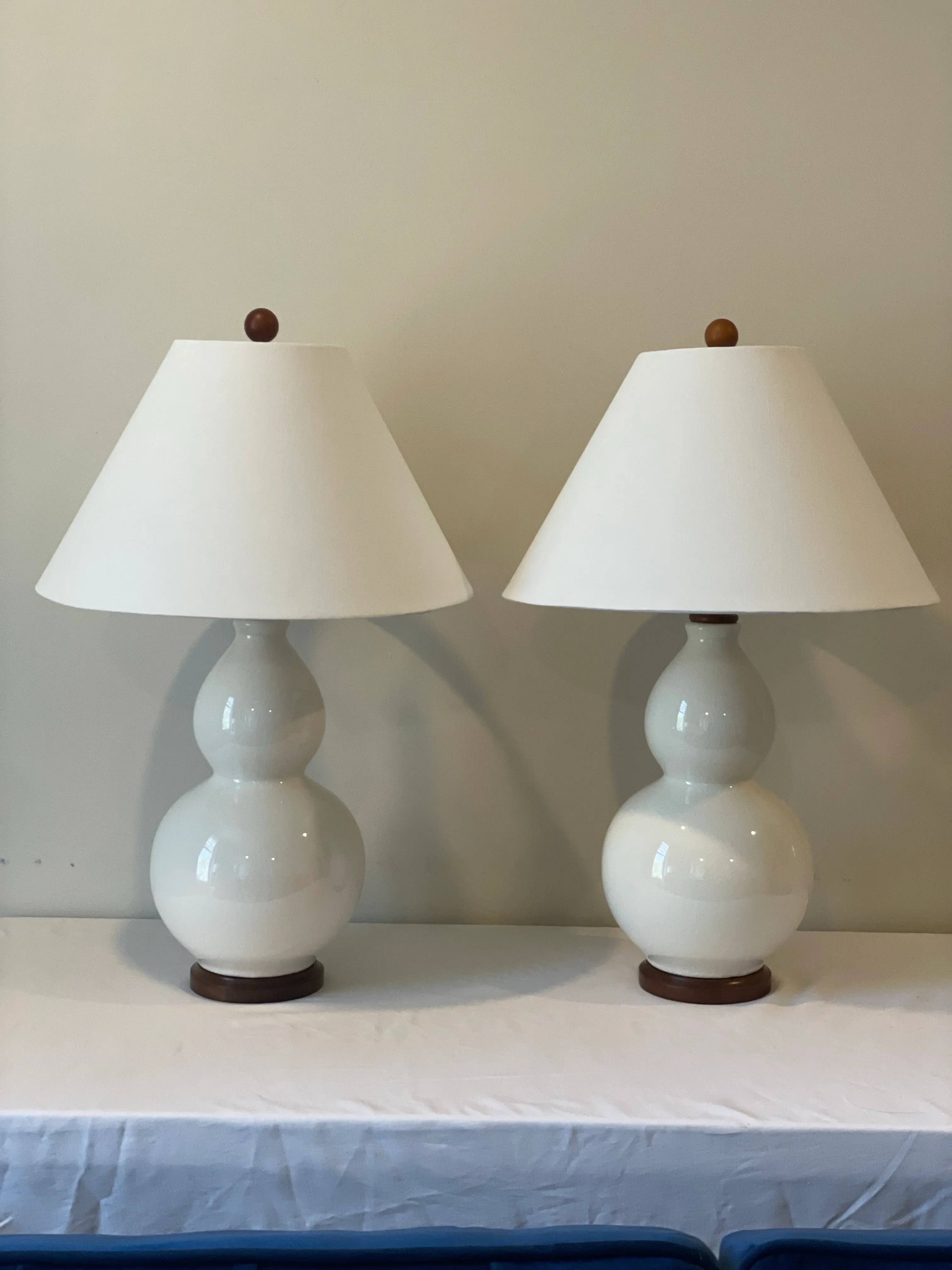 Lauren Ralph Lauren White Glazed Ceramic Crackle Double Gourd