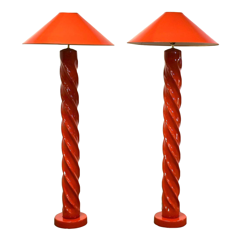 One Michael Taylor Style Spiral Floor Lamp Chairish