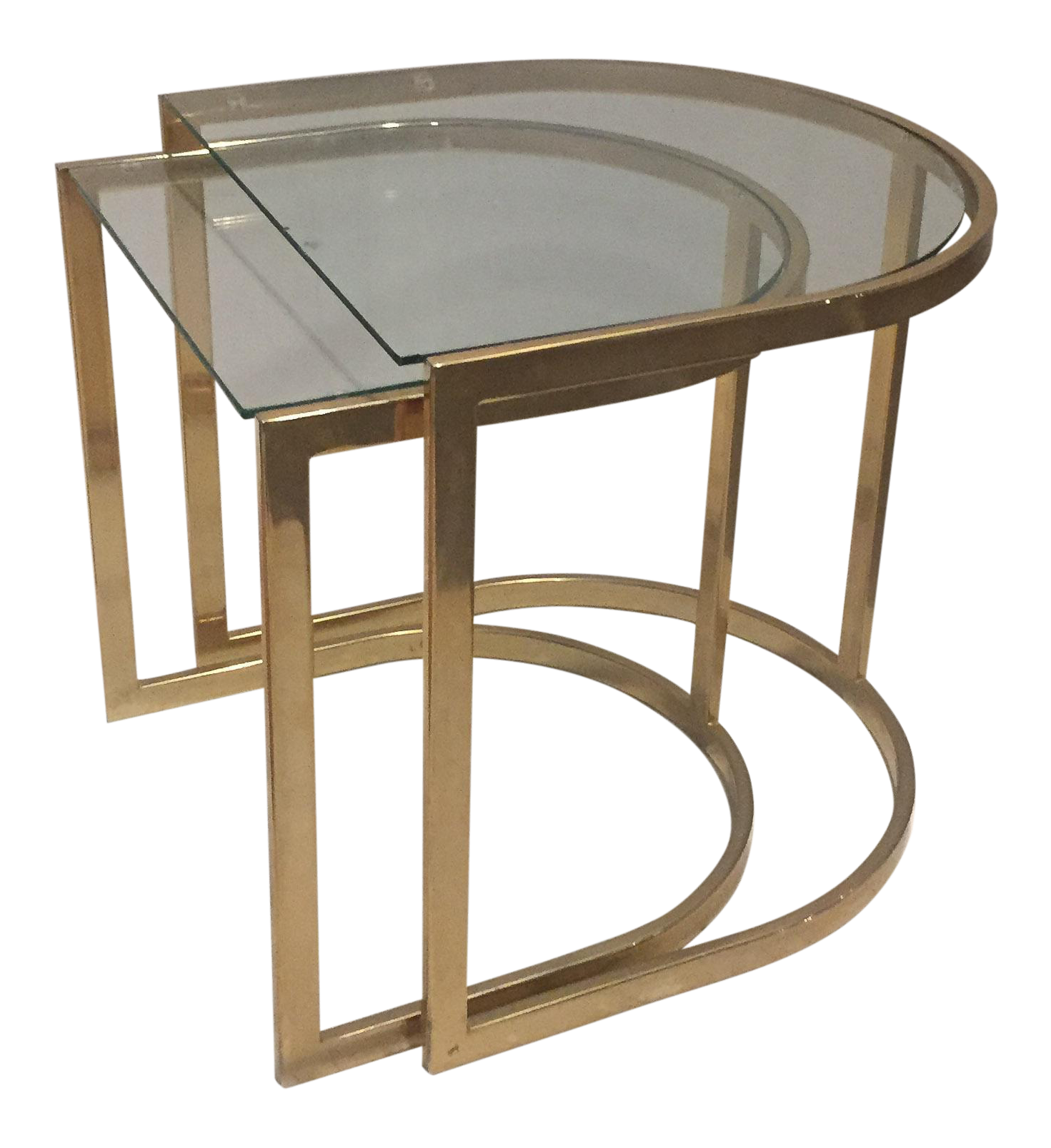 Milo Baughman Style Brass Nesting Side Tables A Pair Chairish